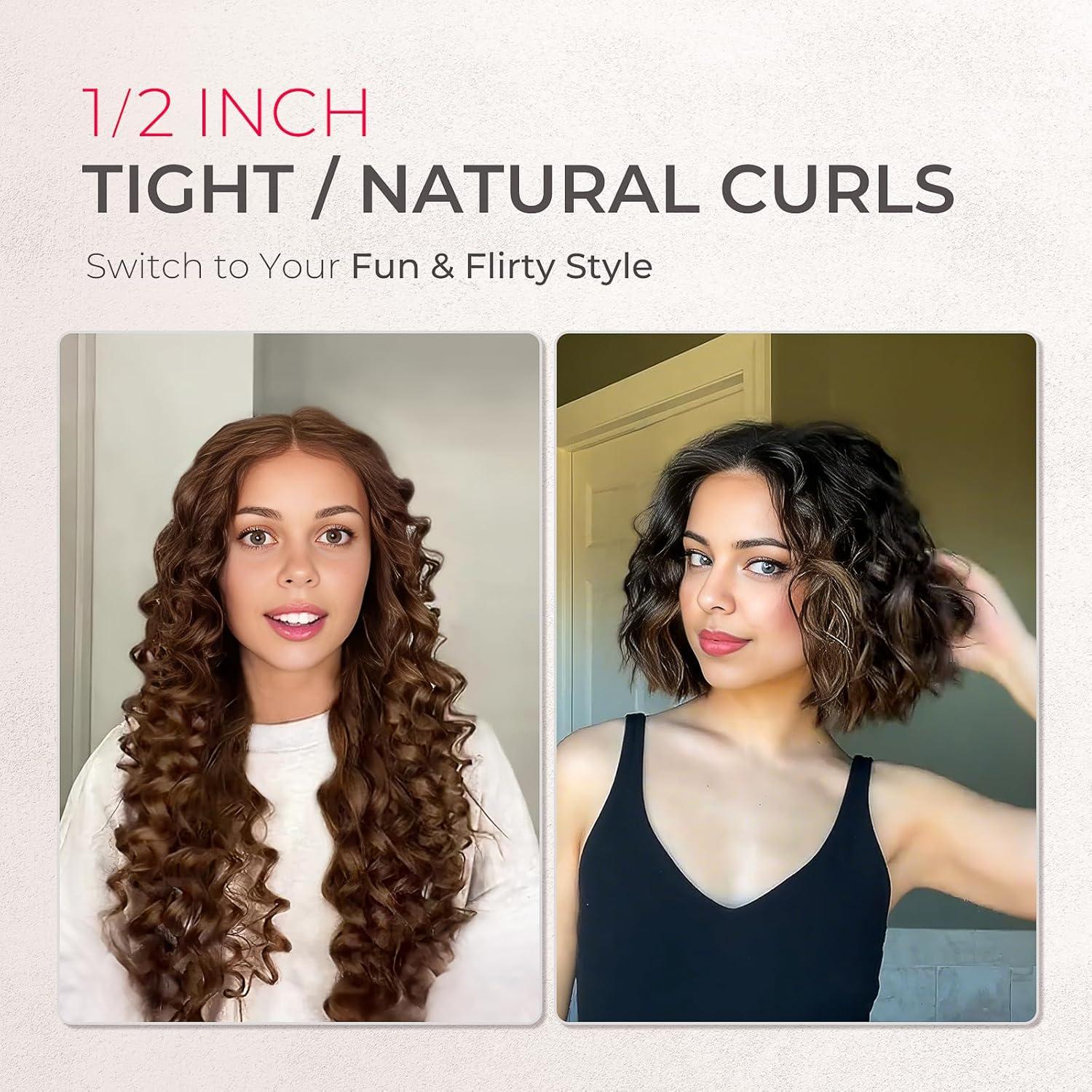 imageTYMO Curling Iron Set 12 1 1 12 Inch Professional Ceramic Hair Curler for Spiral Curls amp Beach Waves Ionic Curling Wand for Women ShortLong Hair Fast Heating Dual Voltage amp 5 Temps BlackBlack