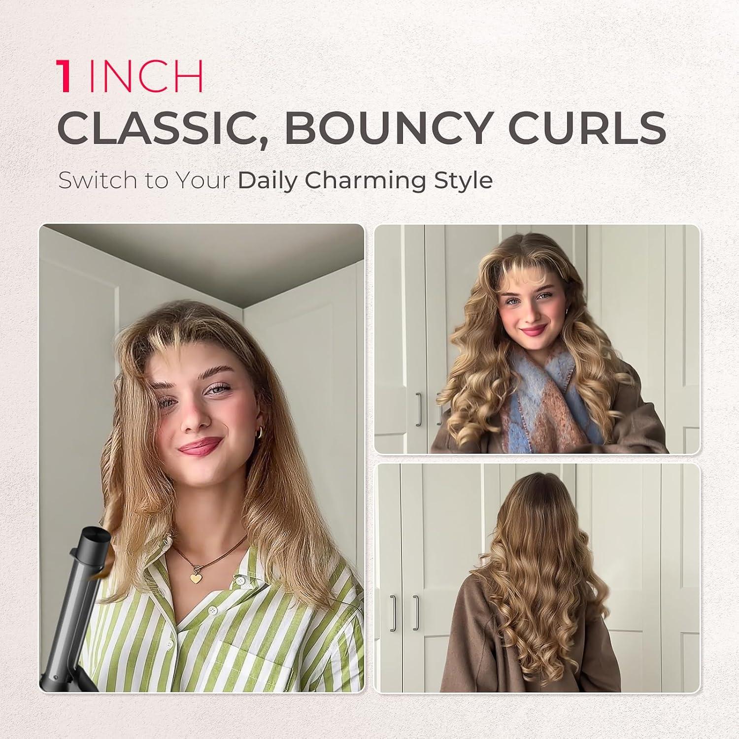 imageTYMO Curling Iron Set 12 1 1 12 Inch Professional Ceramic Hair Curler for Spiral Curls amp Beach Waves Ionic Curling Wand for Women ShortLong Hair Fast Heating Dual Voltage amp 5 Temps BlackBlack