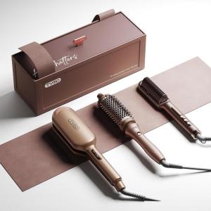 TYMO Limited Edition Styling Set – Include TYMO ROVY Hair Crimper Wave Curling Iron & Ring Plus Straightener Brush & STYLUX Thermal Brush, 3 in 1 Ionic Hair Curler Tool Set for Women