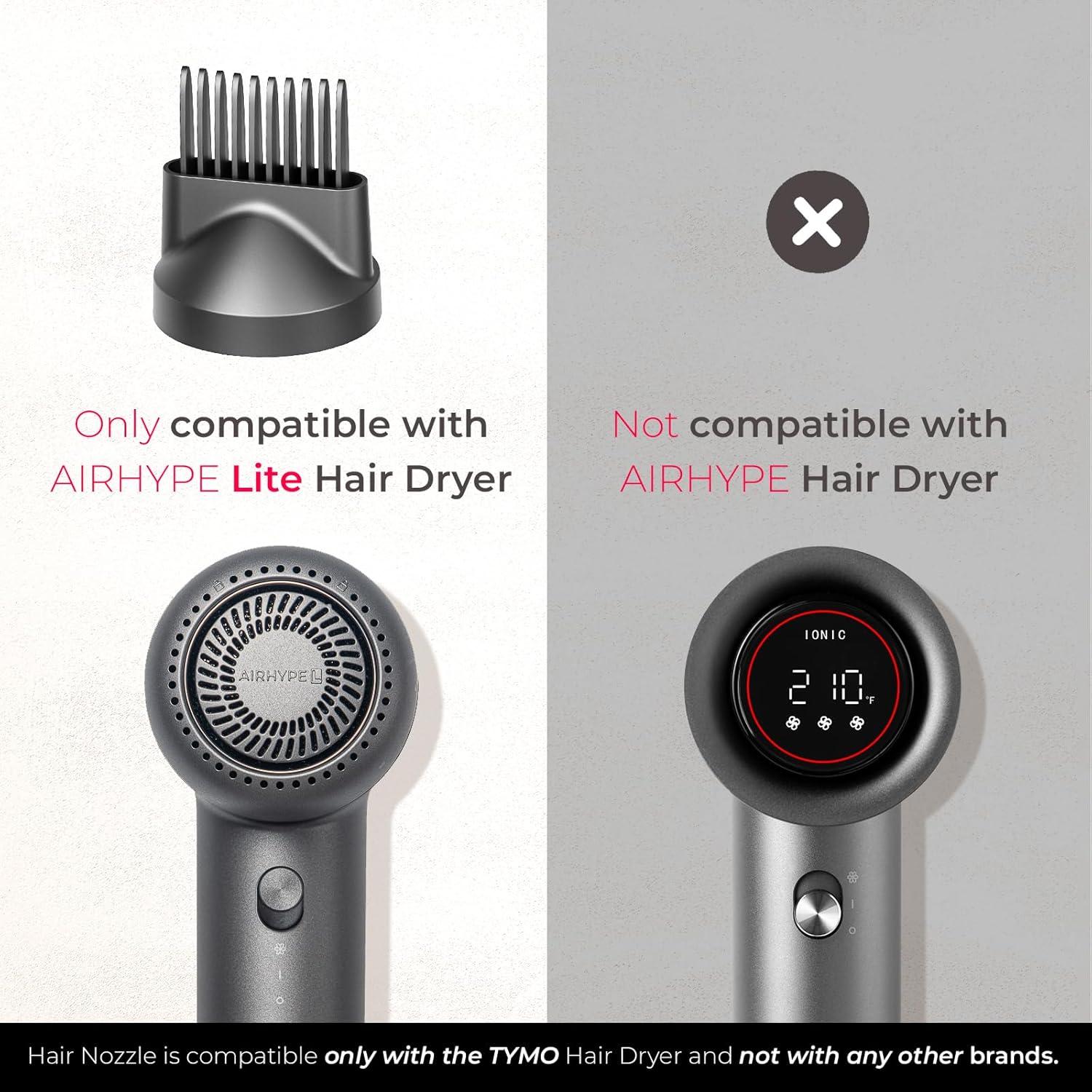 imageTYMO AIRHYPE Lite Hair Dryer x1 Comb Attachment x1 Concentrator Attachment x1