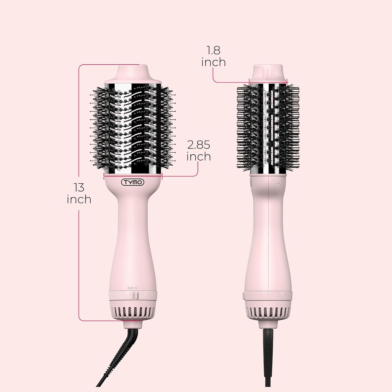 imageTYMO Hair Dryer Brush Blow Dryer Brush in One 4 in 1 Ionic Hairdryer and Styler Volumizer with Oval Titanium Barrel Hot Air Straightener for Smooth FrizzFree Blowout GoldPink