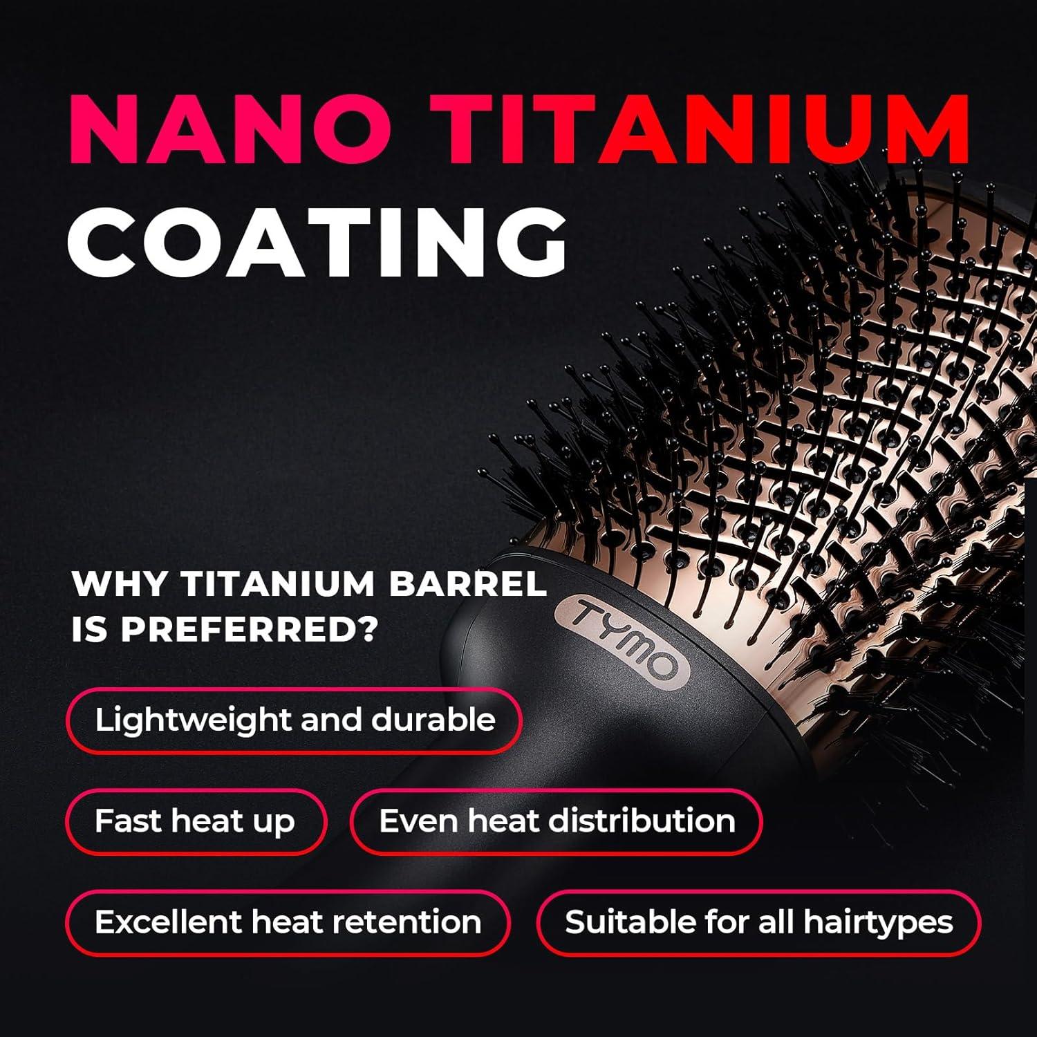 imageTYMO Hair Dryer Brush Blow Dryer Brush in One 4 in 1 Ionic Hairdryer and Styler Volumizer with Oval Titanium Barrel Hot Air Straightener for Smooth FrizzFree Blowout GoldGold