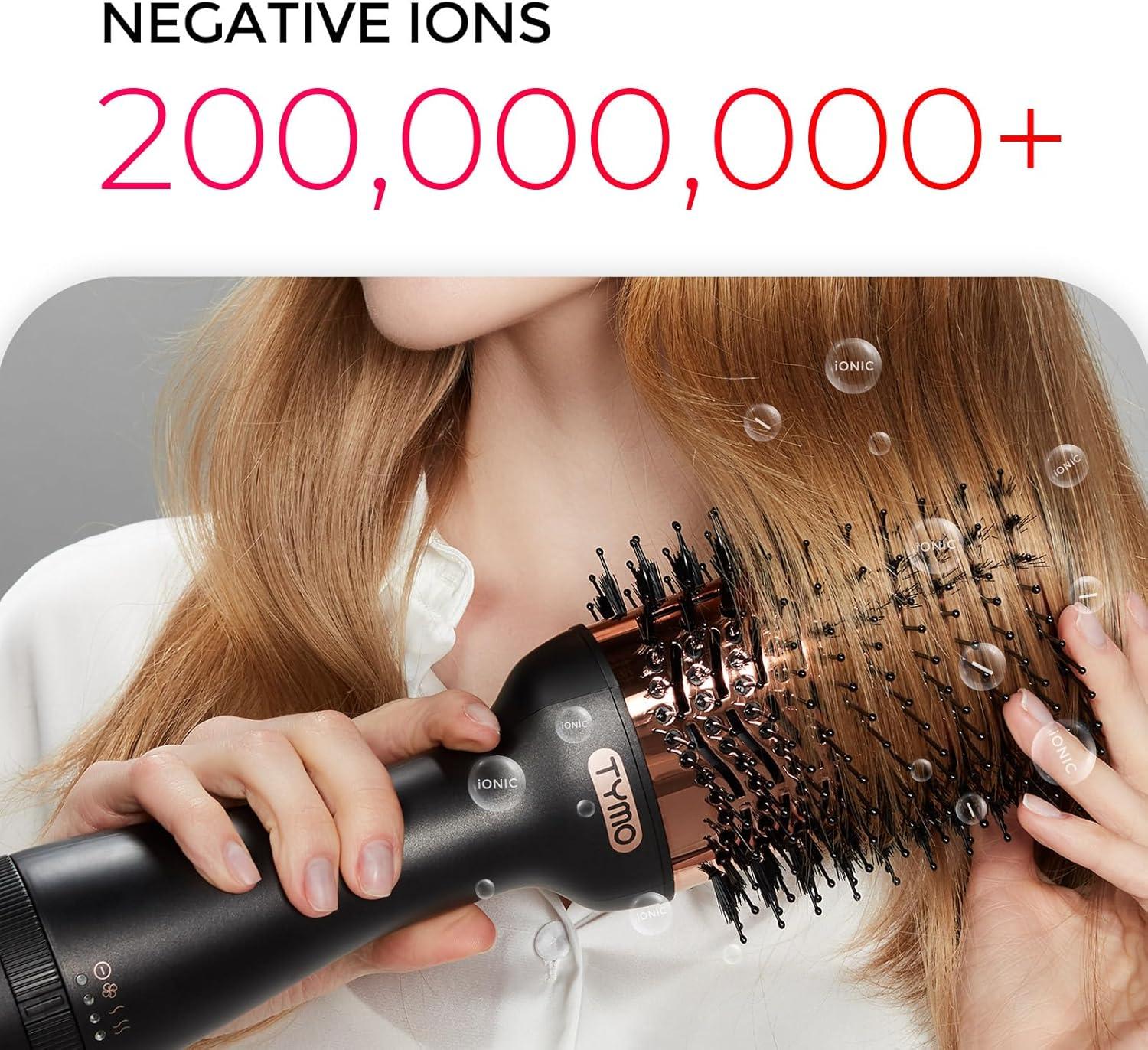 imageTYMO Hair Dryer Brush Blow Dryer Brush in One 4 in 1 Ionic Hairdryer and Styler Volumizer with Oval Titanium Barrel Hot Air Straightener for Smooth FrizzFree Blowout GoldGold