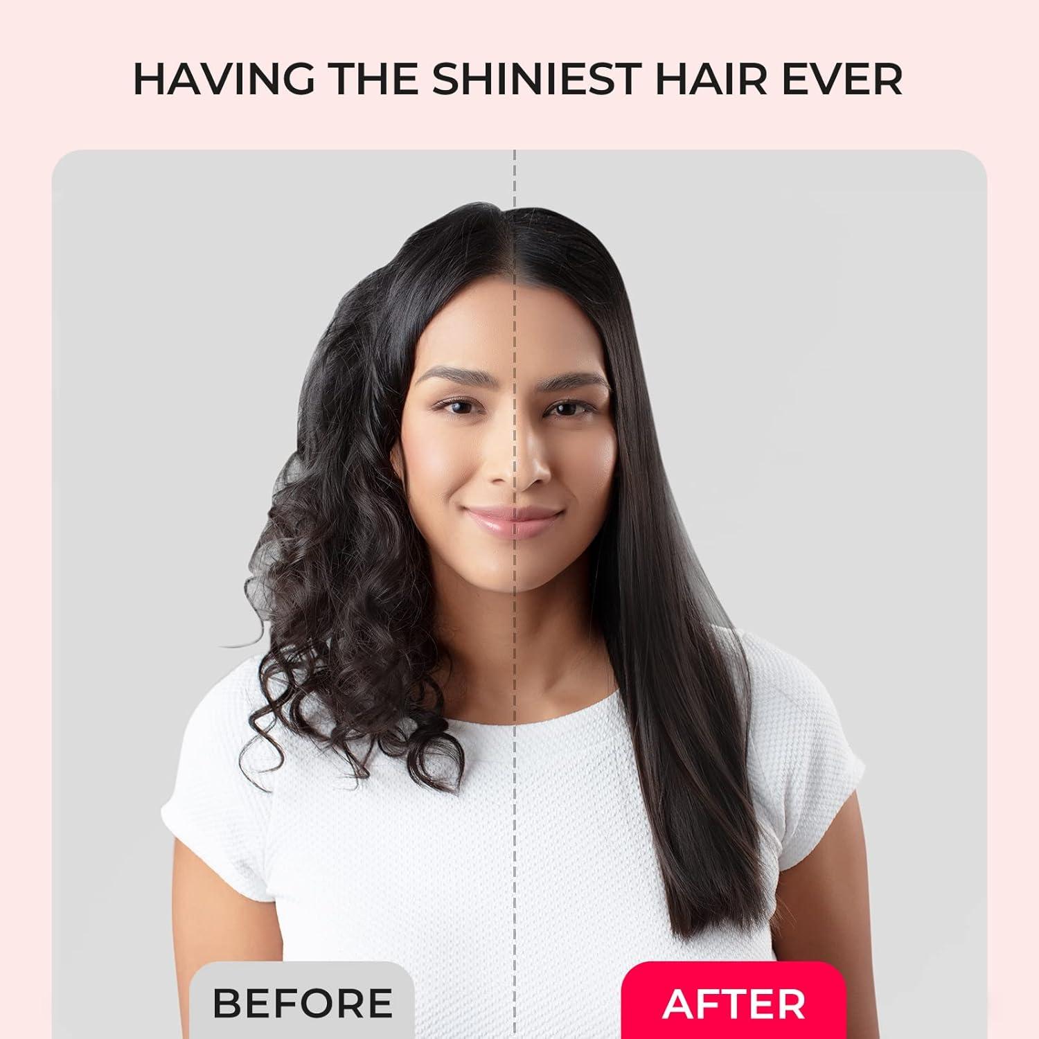 imageTYMO Hair Dryer Brush Blow Dryer Brush in One 4 in 1 Ionic Hairdryer and Styler Volumizer with Oval Titanium Barrel Hot Air Straightener for Smooth FrizzFree Blowout GoldPink