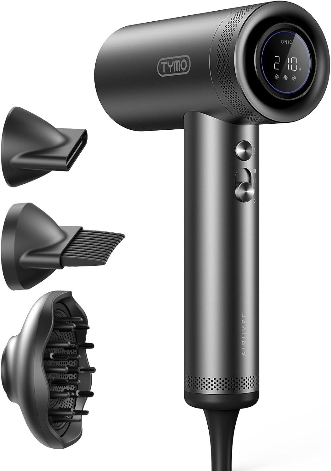 imageTYMO Hair Dryer with Diffuser for Women 1500W Professional High Speed Blow Dryer with Comb 110000RPM Fast Dry 200 Million Ionic Hairdryer 4 Temps amp 3 Speeds 8 Ft Cord for Salon GraphiteGraphite