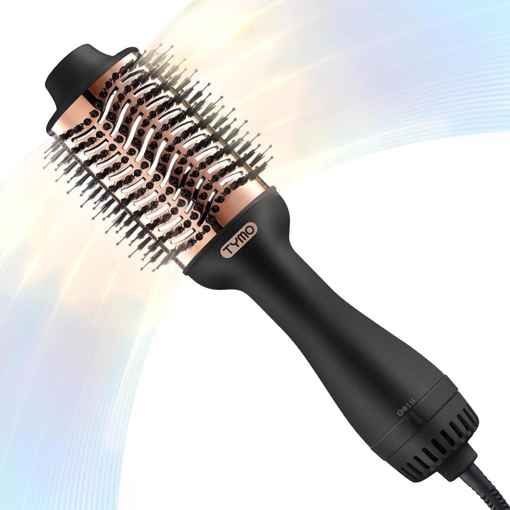imageTYMO Hair Dryer Brush Blow Dryer Brush in One 4 in 1 Ionic Hairdryer and Styler Volumizer with Oval Titanium Barrel Hot Air Straightener for Smooth FrizzFree Blowout GoldGold