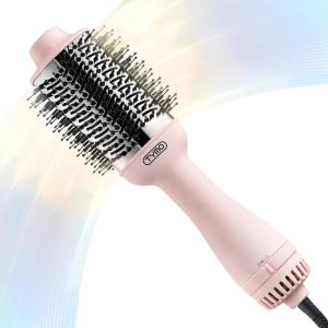 TYMO Hair Dryer Brush Blow Dryer Brush in One, 4 in 1 Ionic Hairdryer and Styler Volumizer with Oval Titanium Barrel, Hot Air Straightener for Smooth Frizz-Free Blowout, Gold(Pink)