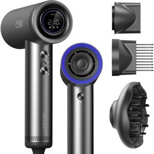 TYMO Hair Dryer with Diffuser for Women – 1500W Professional High Speed Blow Dryer with Comb, 110,000RPM Fast Dry, 200 Million Ionic Hairdryer, 4 Temps & 3 Speeds, 8 Ft Cord for Salon, Graphite(Graphite)