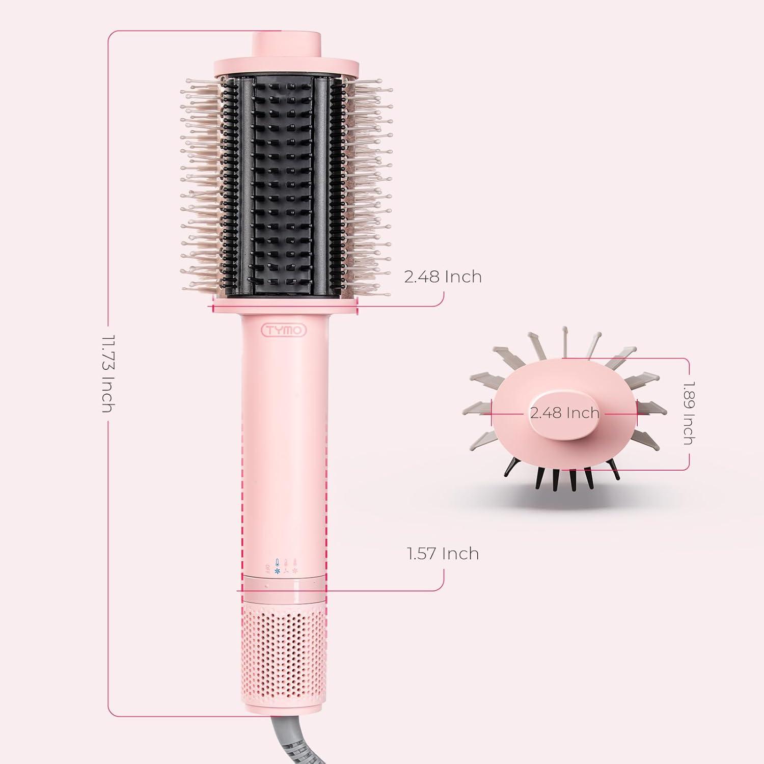 imageTYMO 40 Hair Blow Dryer Brush Lightweight 3X Faster Drying 5in1 Ionic Blowout Hair Dryer Brush Adds Shine Volume amp Fullness for Smooth AntiFrizz Straight Curl amp Blowout Styles Metal GreyPink