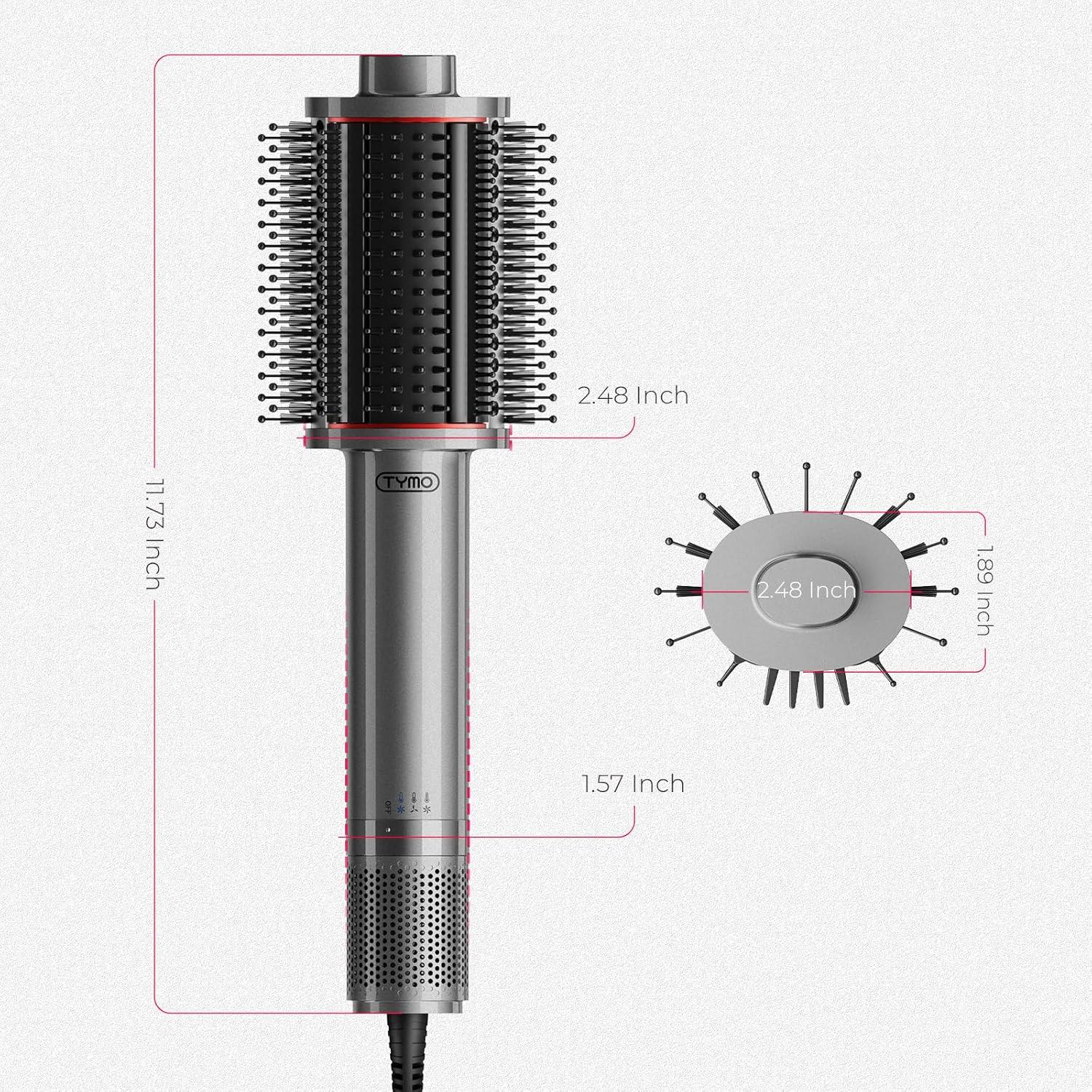 imageTYMO 40 Hair Blow Dryer Brush Lightweight 3X Faster Drying 5in1 Ionic Blowout Hair Dryer Brush Adds Shine Volume amp Fullness for Smooth AntiFrizz Straight Curl amp Blowout Styles Metal GreyMetal Grey