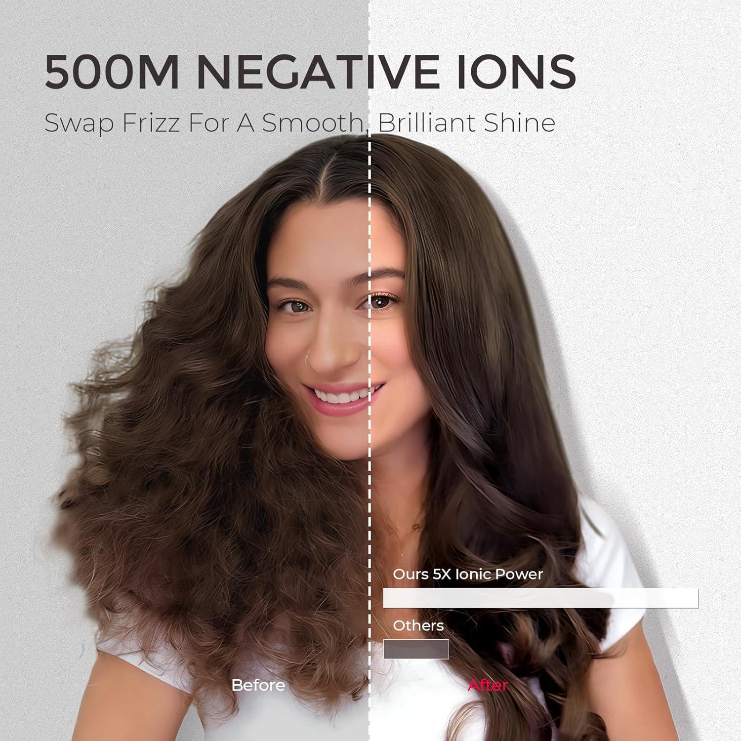 imageTYMO 40 Hair Blow Dryer Brush Lightweight 3X Faster Drying 5in1 Ionic Blowout Hair Dryer Brush Adds Shine Volume amp Fullness for Smooth AntiFrizz Straight Curl amp Blowout Styles Metal GreyMetal Grey