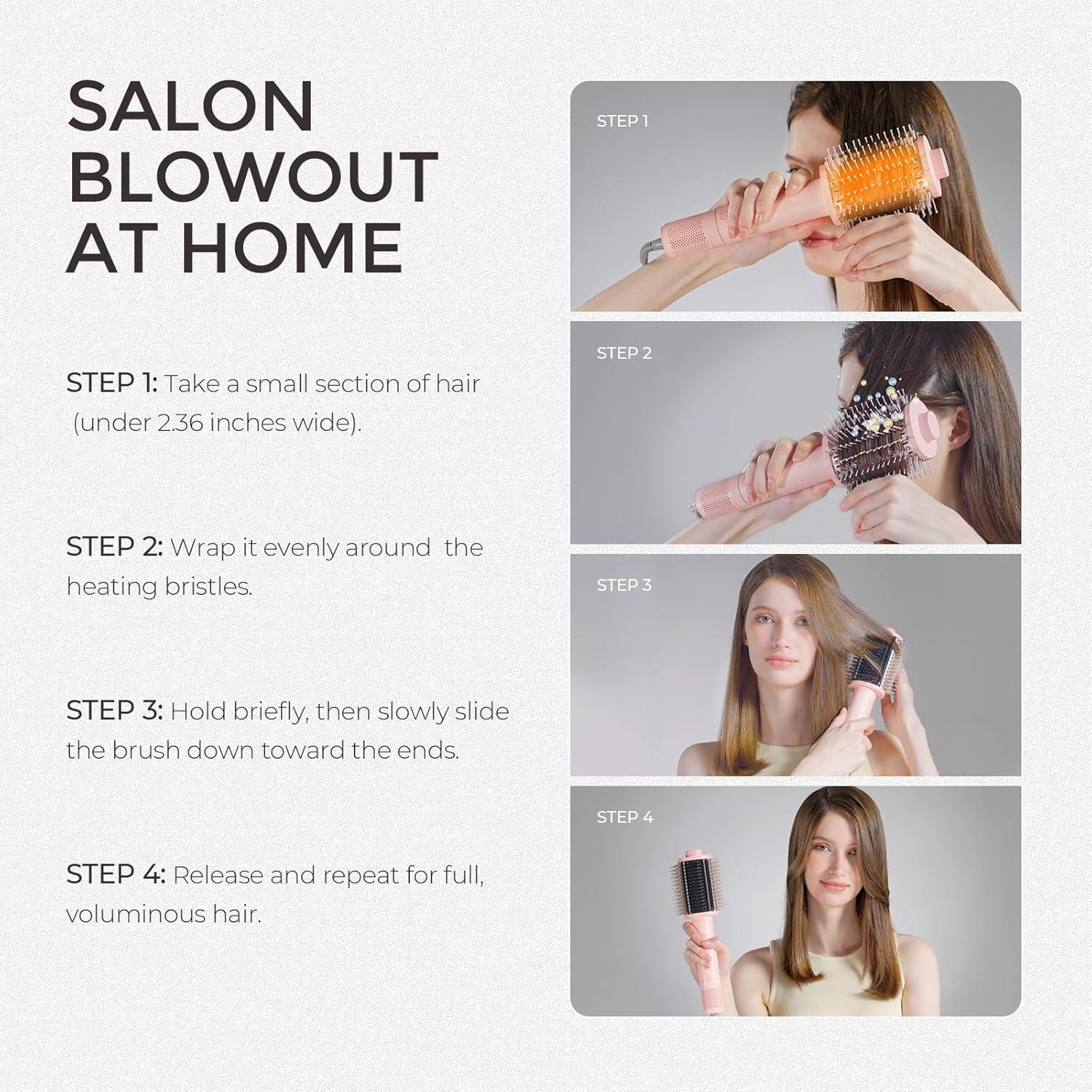 imageTYMO 40 Hair Blow Dryer Brush Lightweight 3X Faster Drying 5in1 Ionic Blowout Hair Dryer Brush Adds Shine Volume amp Fullness for Smooth AntiFrizz Straight Curl amp Blowout Styles Metal GreyMetal Grey