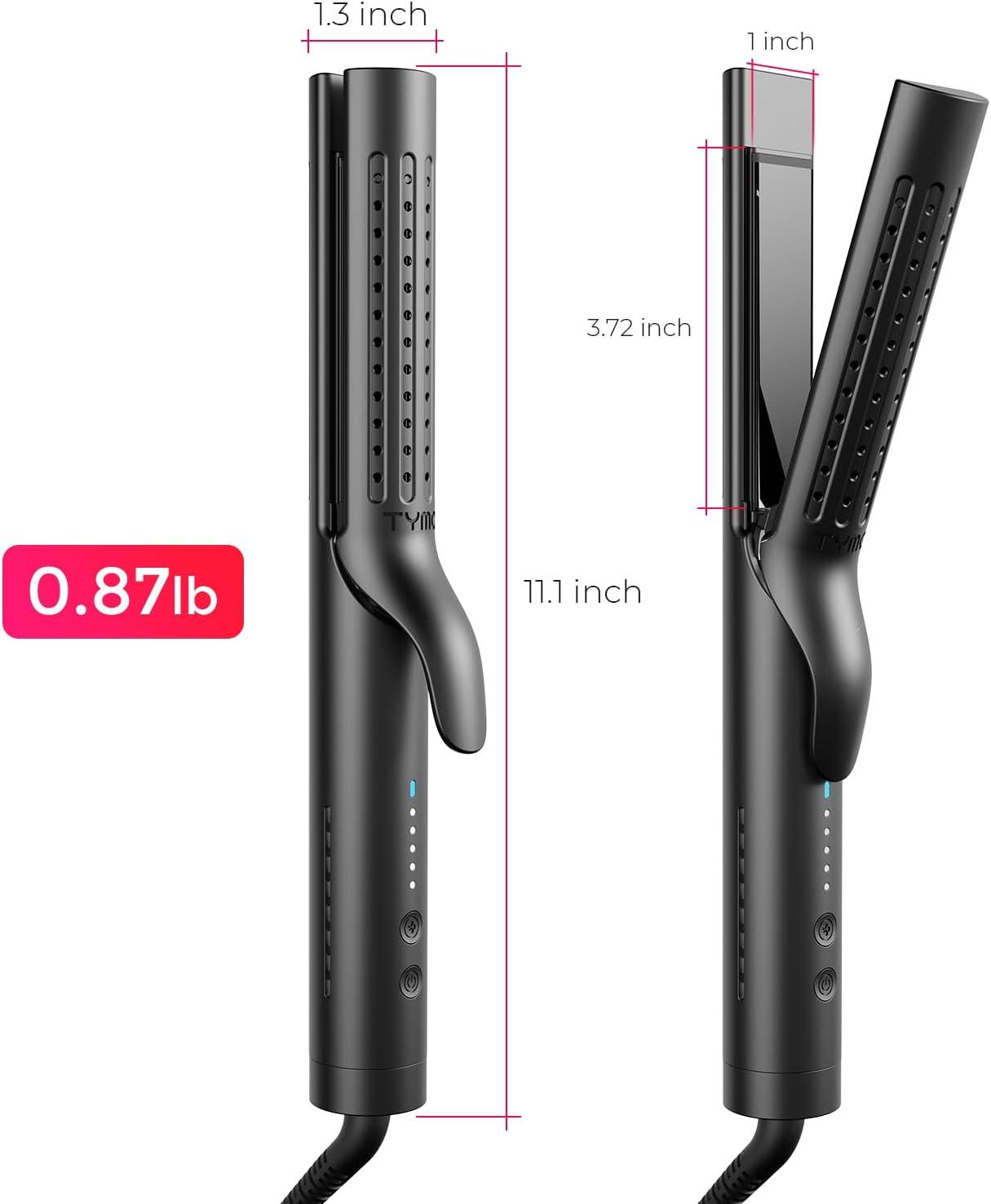 imageTYMO Airflow 20 Curling Iron Flat Iron Hair Straightener and Curler 2 in 1 125 Inch Curling Wand for Long Short Hair Dual Voltage for Travel 54 Million Ionic AntiTangle 5 Temps PinkBlack