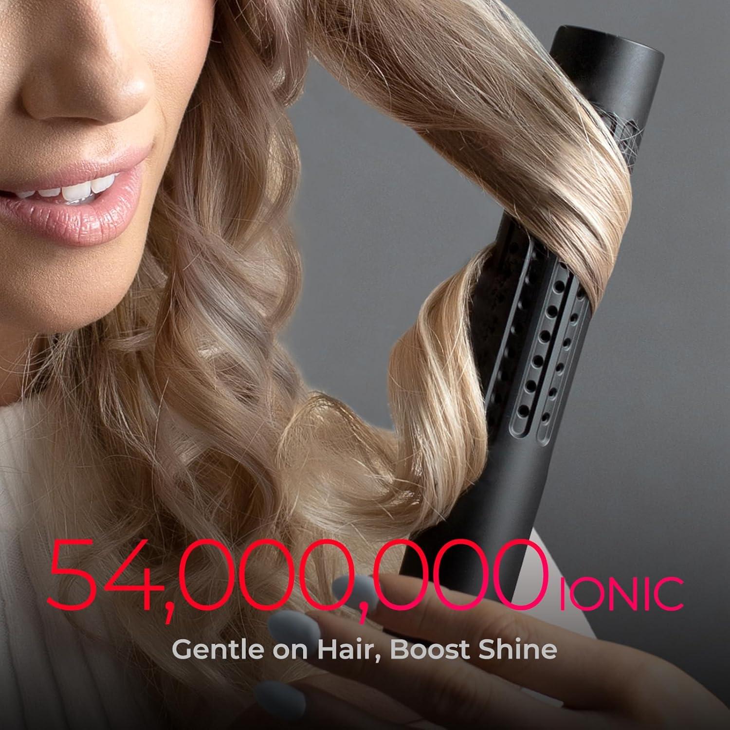 imageTYMO Airflow 20 Curling Iron Flat Iron Hair Straightener and Curler 2 in 1 125 Inch Curling Wand for Long Short Hair Dual Voltage for Travel 54 Million Ionic AntiTangle 5 Temps PinkBlack