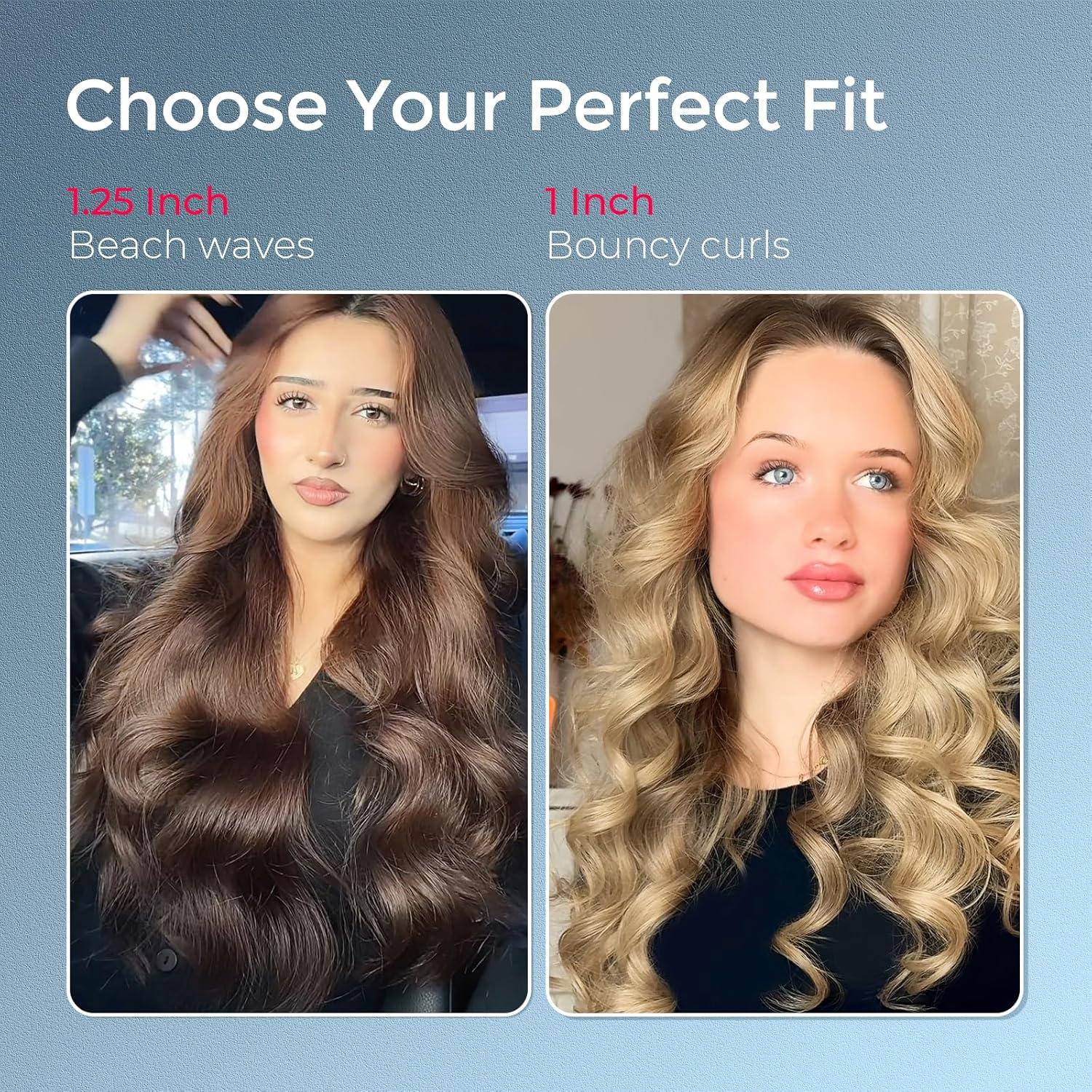 imageTYMO Automatic Rotating Curling Iron TYMO CURLPRO Beach Waves Curling Wand Portable Hair Curler 500 Million Ionic Dual Voltage amp Lightweight for Travel Ceramic Coating 1 Inch Metallic GrayMetallic Gray