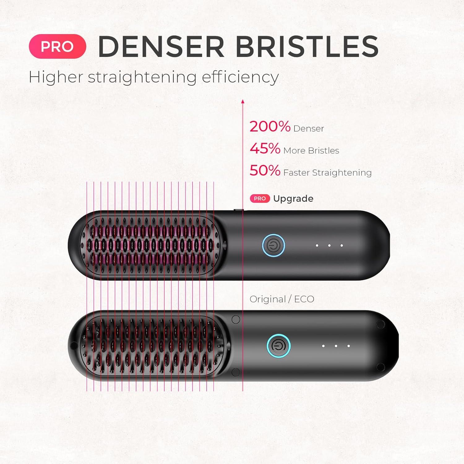 imageTYMO Cordless Hair Straightener Brush Porta PRO Portable Straightening Brush for Travel Mini Ionic Hot Comb Straightener for Women Lightweight onThego Cordless amp Fast Charger Dual Power Black