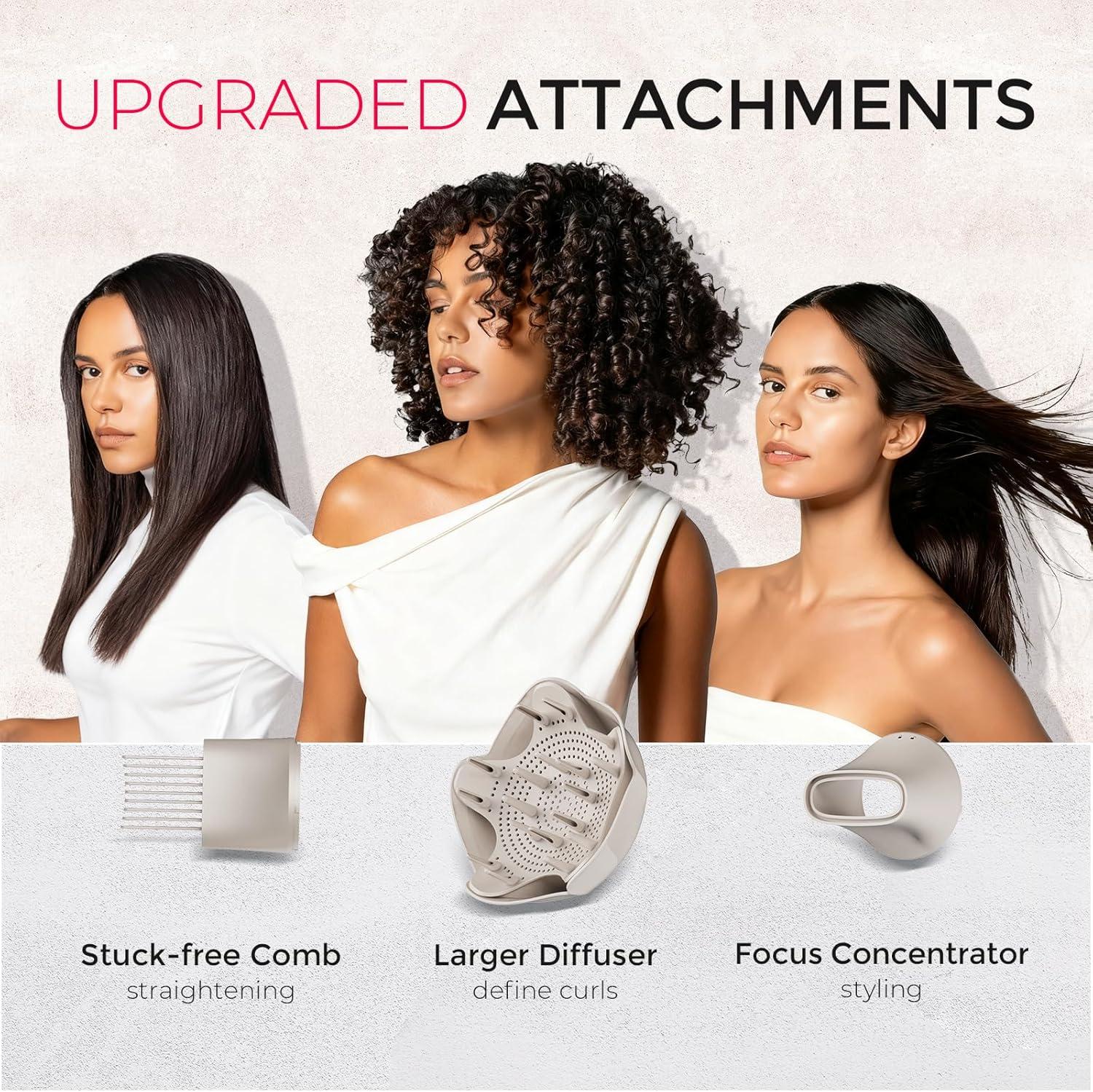 imageTYMO Diffuser Hair Dryer Blow Dryer 300 Million Ionic Hairdryer with Diffuser amp Comb Attachment for Curly Hair Professional Blowdryer for Women Cool Air Button Small Travel Lightweight BlackGold