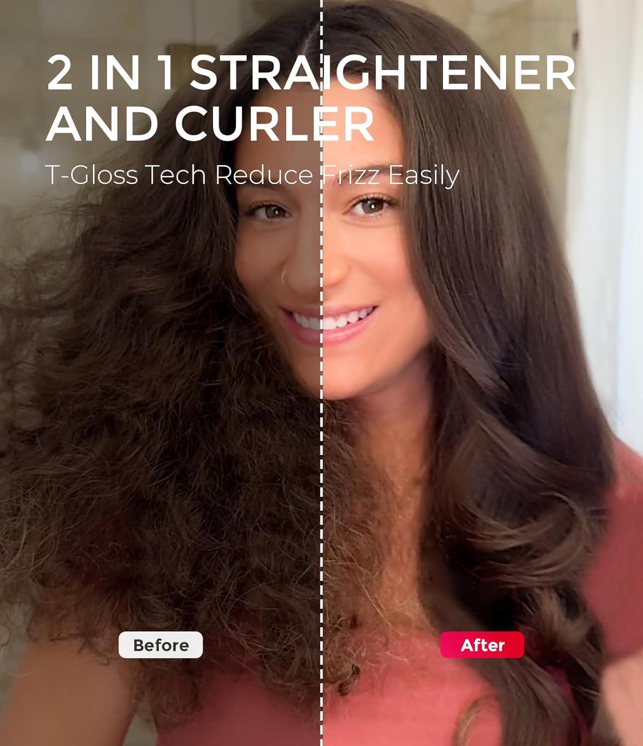 imageTYMO Thermal Brush Curling Brush STYLUX 15 Inch Blowout Volumizer with FlexiFit for Hair Straightening Heated Round Styler Tool Hair Straightener and Curler 2 in 1 Dual Voltage GoldMetallic Gray