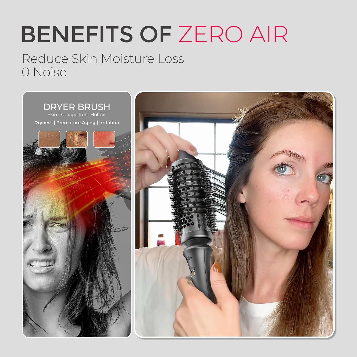 imageTYMO Thermal Brush Curling Brush STYLUX 15 Inch Blowout Volumizer with FlexiFit for Hair Straightening Heated Round Styler Tool Hair Straightener and Curler 2 in 1 Dual Voltage GoldMetallic Gray