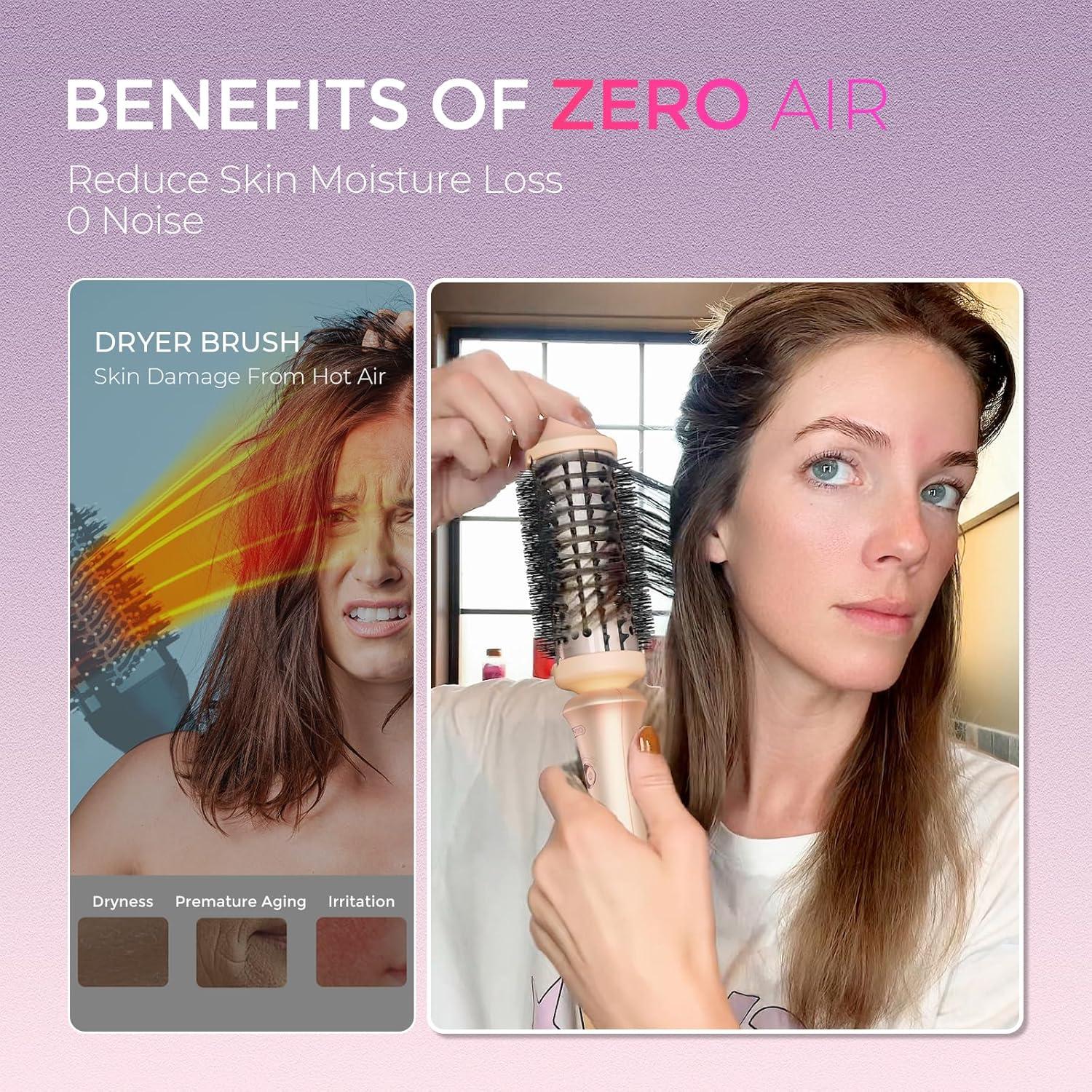 imageTYMO Thermal Brush Curling Brush STYLUX 15 Inch Blowout Volumizer with FlexiFit for Hair Straightening Heated Round Styler Tool Hair Straightener and Curler 2 in 1 Dual Voltage GoldSakura Pink