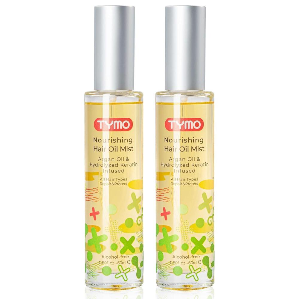 imageTYMO Argan Hair Oil Spray  Hydrating Natural 6 Blend Oil for Frizzy amp Dry Hair Organic Pure Formula Daily Use for Hair Smooth Damaged Ends Olive Oil Infused Add Shine169 Fl Oz Pack of 2