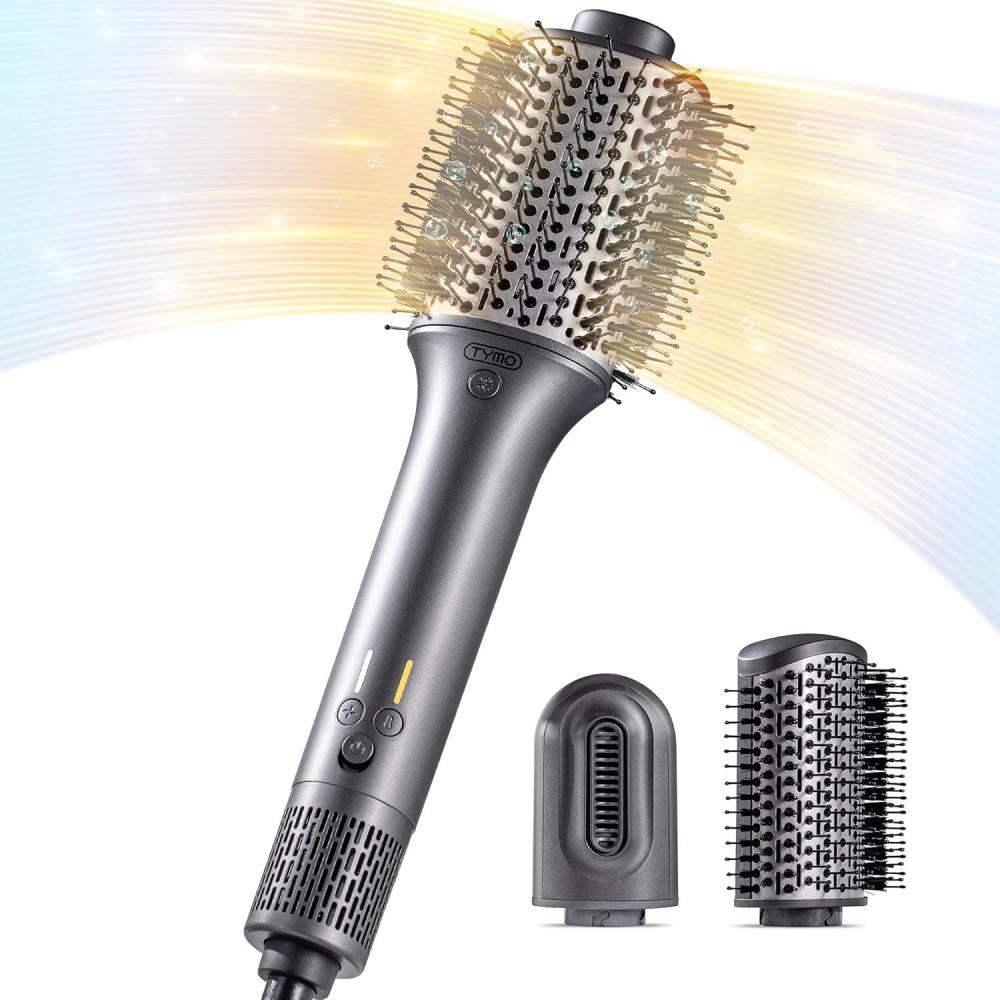 imageTYMO Hair Dryer Brush Blow Dryer Brush in One Hot Air Brushes with 3 Barrels as Dryer Volumizer Straightener MultiStyler 110000 RPM HighSpeed Motor Air Wrap 200M Negative Ions for FrizzFree