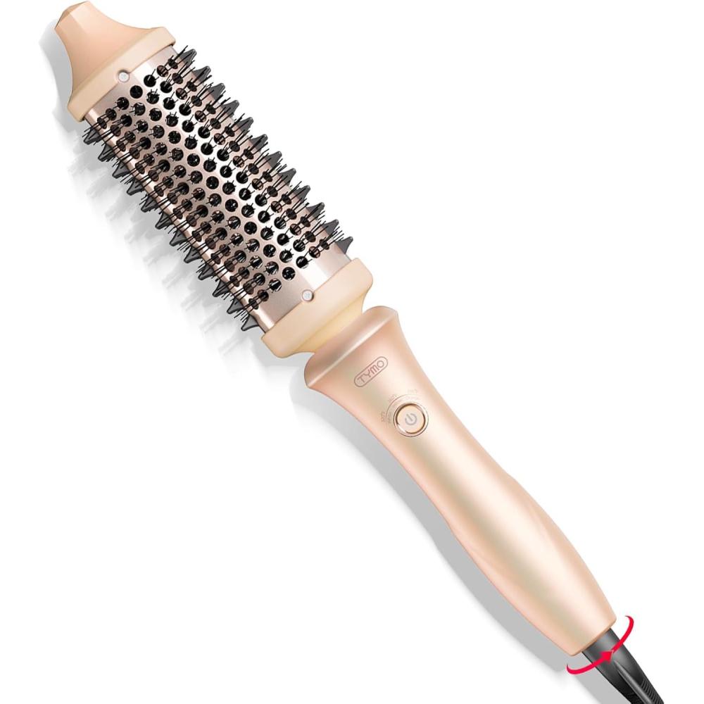imageTYMO Thermal Brush Curling Brush  STYLUX 15 Inch Blowout Volumizer with FlexiFit for Hair Straightening Heated Round Styler Tool Hair Straightener and Curler 2 in 1 Dual Voltage GoldSakura Pink