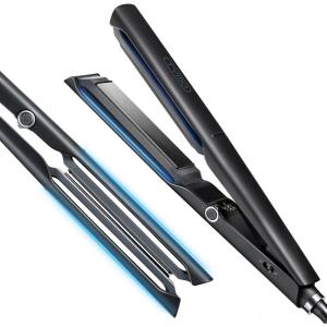 TYMO 2.0 Flat Iron Hair Straightener – Fast Smooth Styling, Long Ceramic Plates 2 in 1 Straightener & Curler, Hair Straighteners for Women with Hollow Design to Boost Curls, 1.1 inch, 500M Ionic