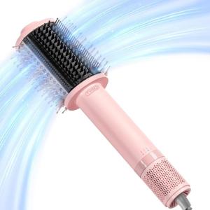 TYMO 4.0 Hair Blow Dryer Brush – Lightweight 3X Faster Drying 5-in-1 Ionic Blowout Hair Dryer Brush Adds Shine, Volume & Fullness for Smooth, Anti-Frizz Straight, Curl & Blowout Styles, Metal Grey(Pink)