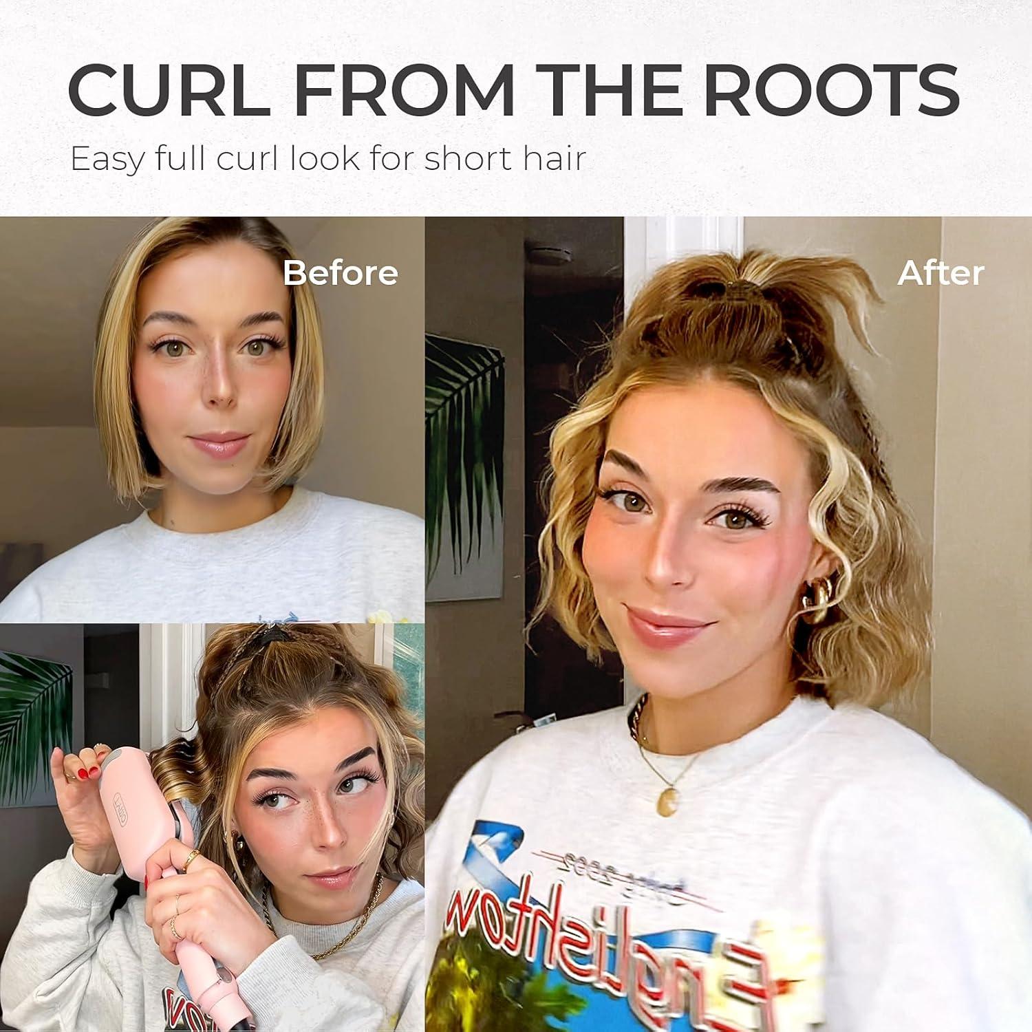 imageCurling Iron Hair Crimper Waver TYMO ROVY Beach Waves Curling Wand Ionic Deep Waver Hair Curler Tool with Ceramic 3 Barrel for Women Dual Voltage AntiScald Easy to Use Pink 1 InchPink