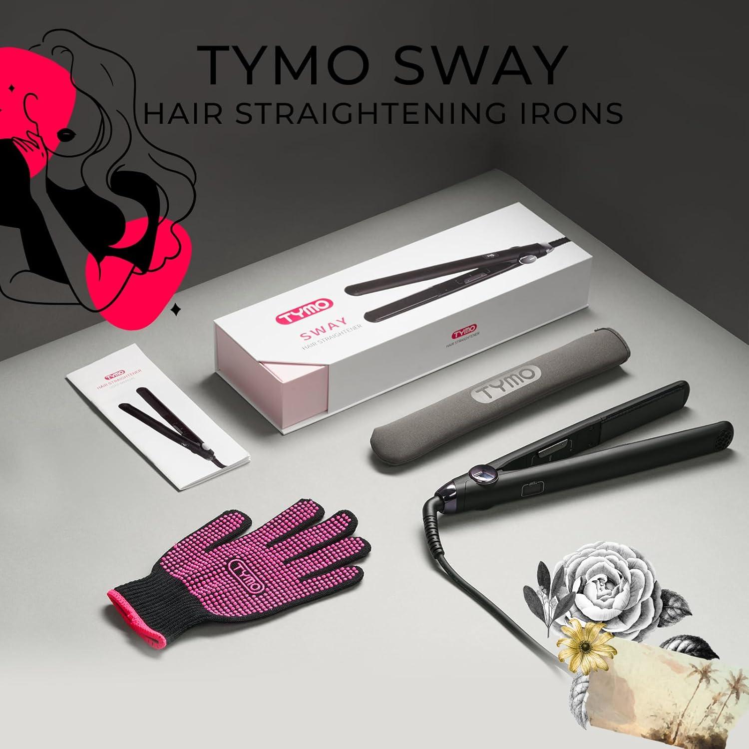 imageTYMO Flat Iron Hair Straightener and Curler 2 in 1 with 10s Fast Heating 1 Inch Professional Titanium Straightening Curling Iron with 32 Adjustable Temp and Automatic Shut OffMatte Black