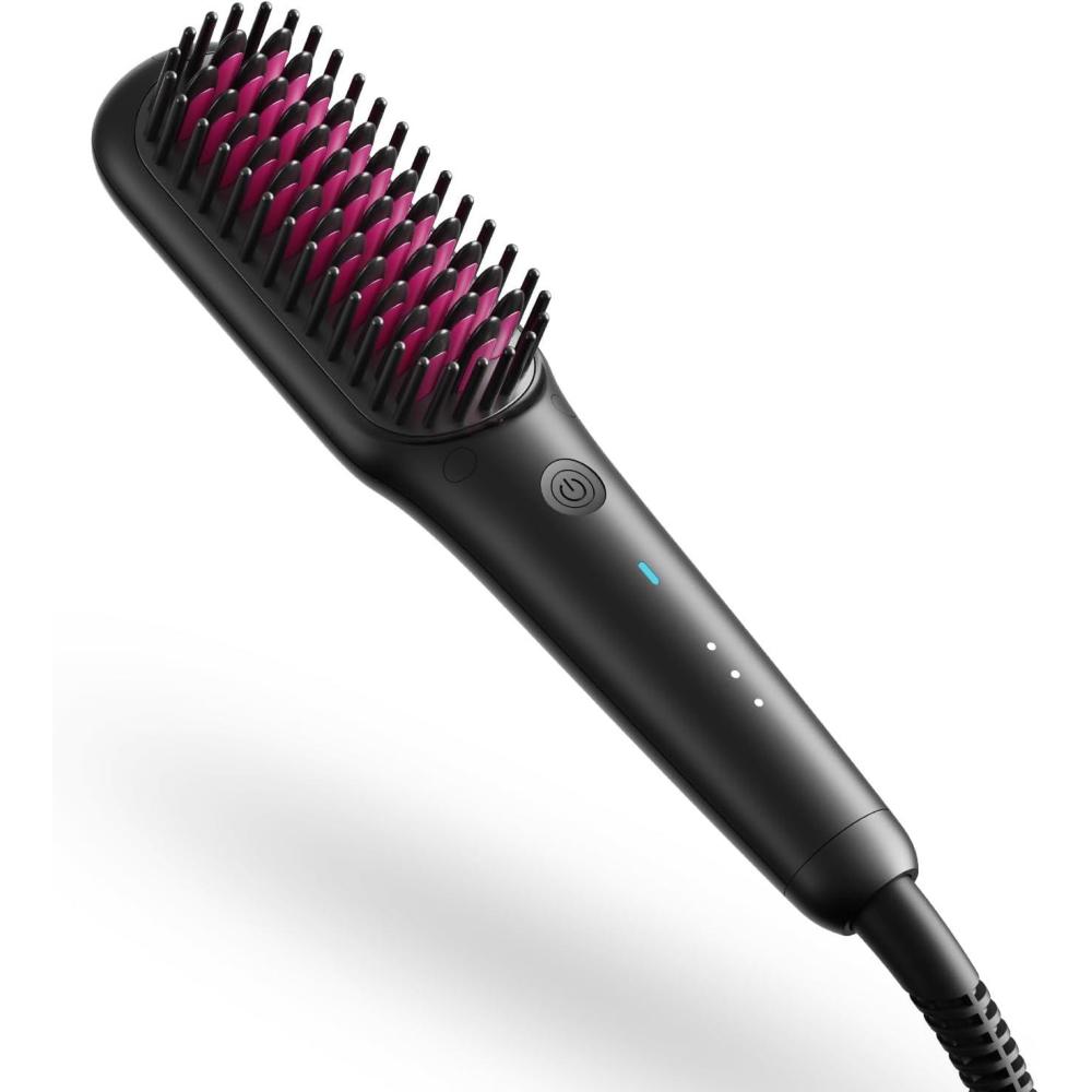imageTYMO Portable Hair Straightener Brush  Ionic MINI Straightening Brush for Short Hair Ionic Hot Comb Straightener for Women 039lb Ultra Lightweight for Travel 200M Negative Ions Dual Voltage