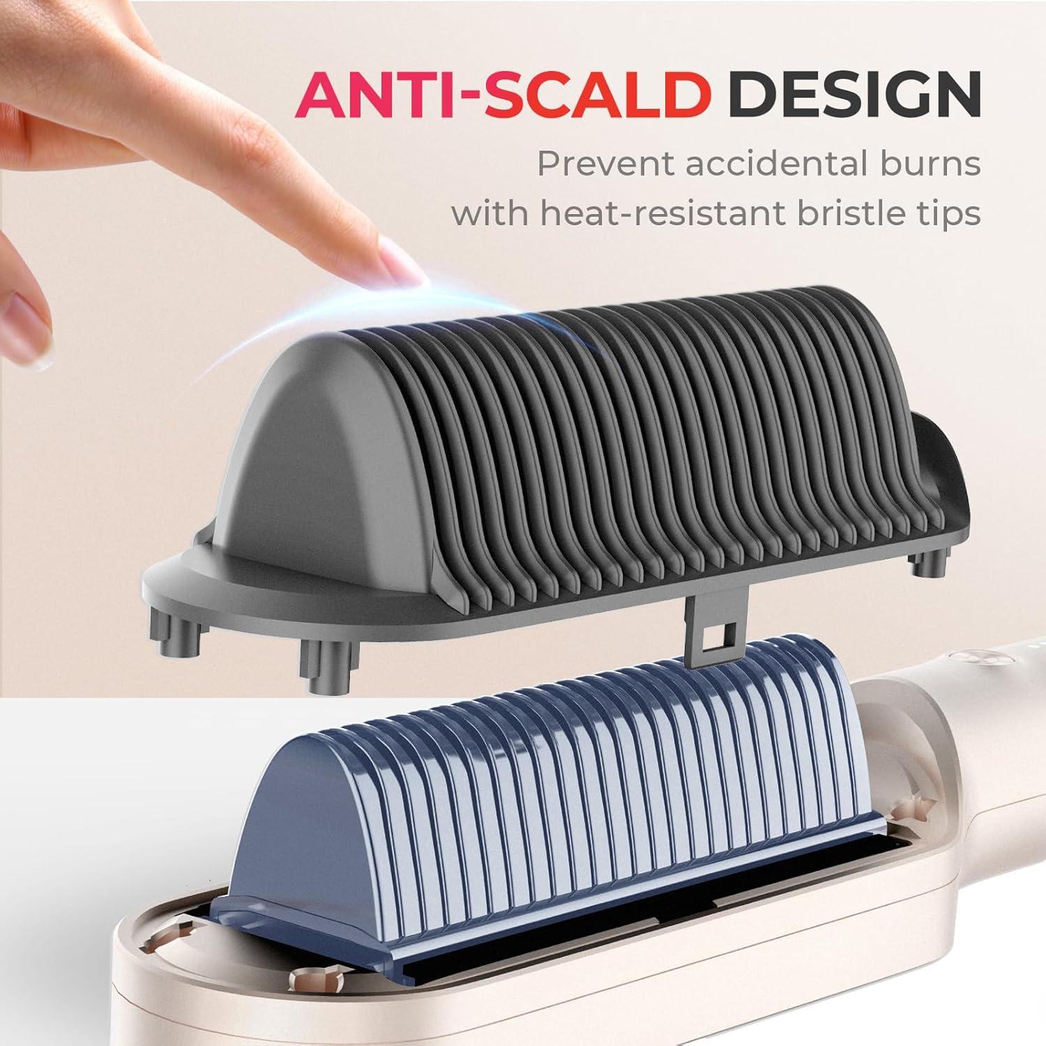 imageHair Straightener Brush TYMO Ring Hair Straightener Comb Straightening Brush for Women with 5 Temps 20s Fast Heating amp Dual Voltage BlackElegant Gold