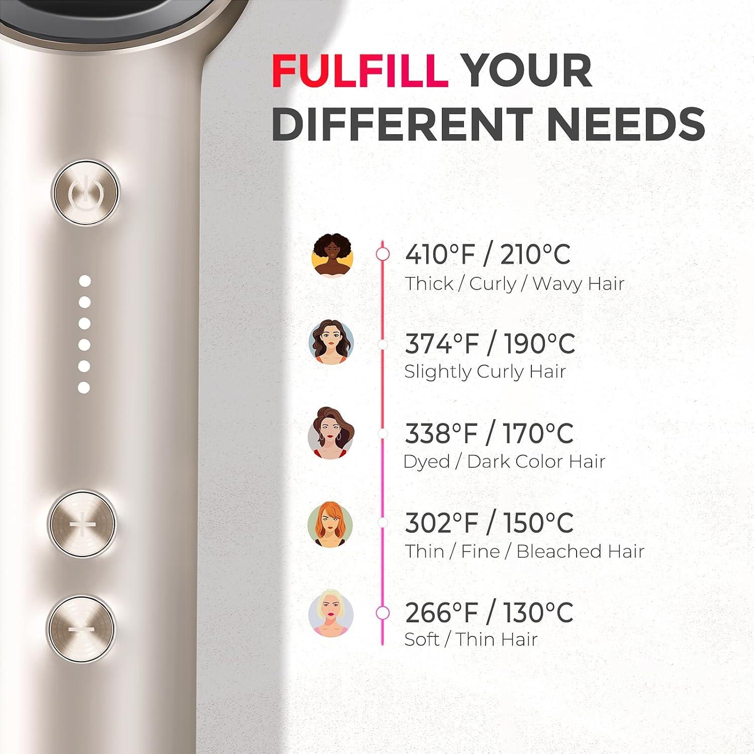 imageHair Straightener Brush TYMO Ring Hair Straightener Comb Straightening Brush for Women with 5 Temps 20s Fast Heating amp Dual Voltage BlackElegant Gold