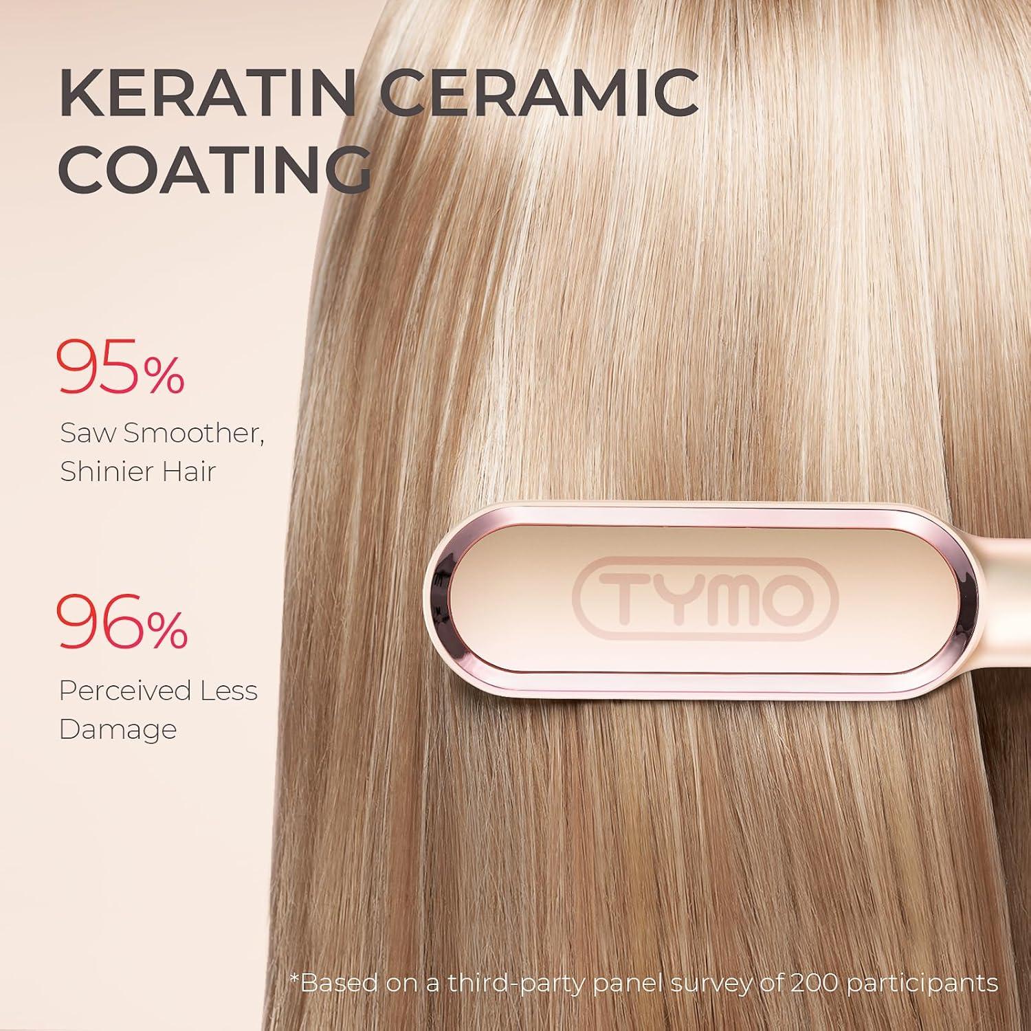 imageTYMO Ring Hair Straightener Brush Hair Straightening Iron with Builtin Comb 20s Fast Heating amp 5 Temp Settings amp AntiScald Perfect for Professional Salon at Home Sakura PinkPeach