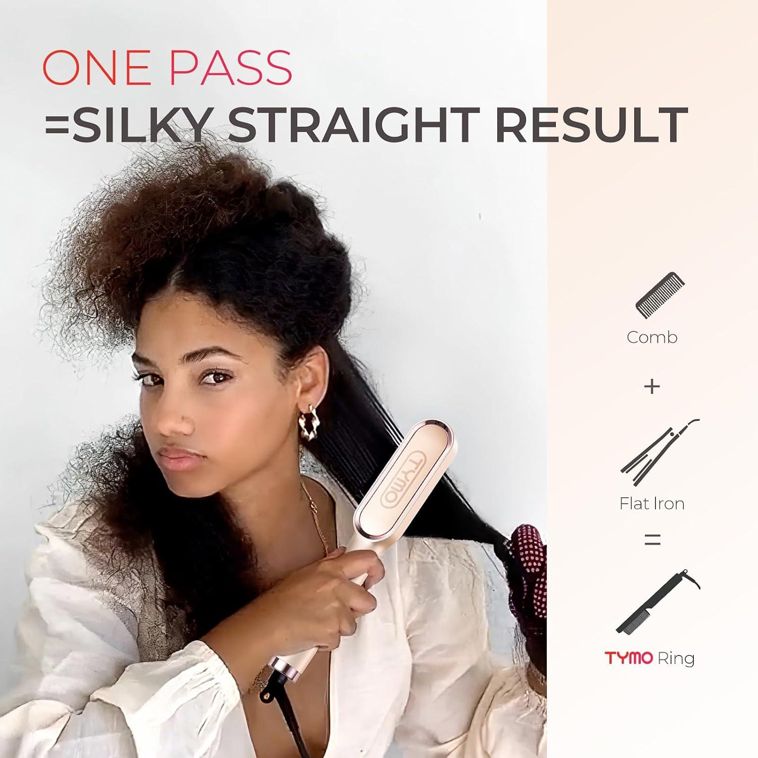 imageTYMO Ring Hair Straightener Brush Hair Straightening Iron with Builtin Comb 20s Fast Heating amp 5 Temp Settings amp AntiScald Perfect for Professional Salon at Home Sakura PinkPeach