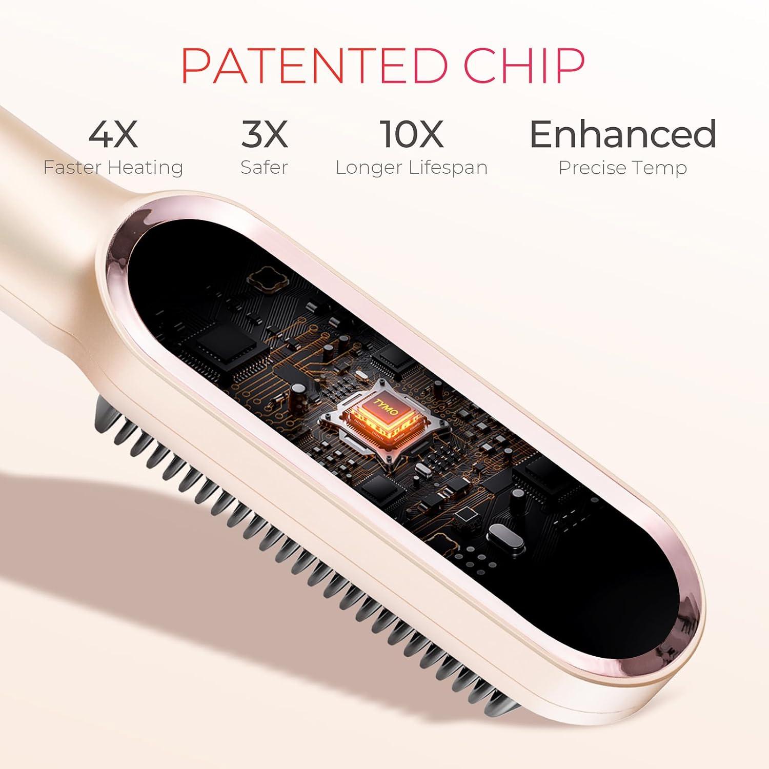 imageTYMO Ring Hair Straightener Brush Hair Straightening Iron with Builtin Comb 20s Fast Heating amp 5 Temp Settings amp AntiScald Perfect for Professional Salon at Home Sakura PinkPeach