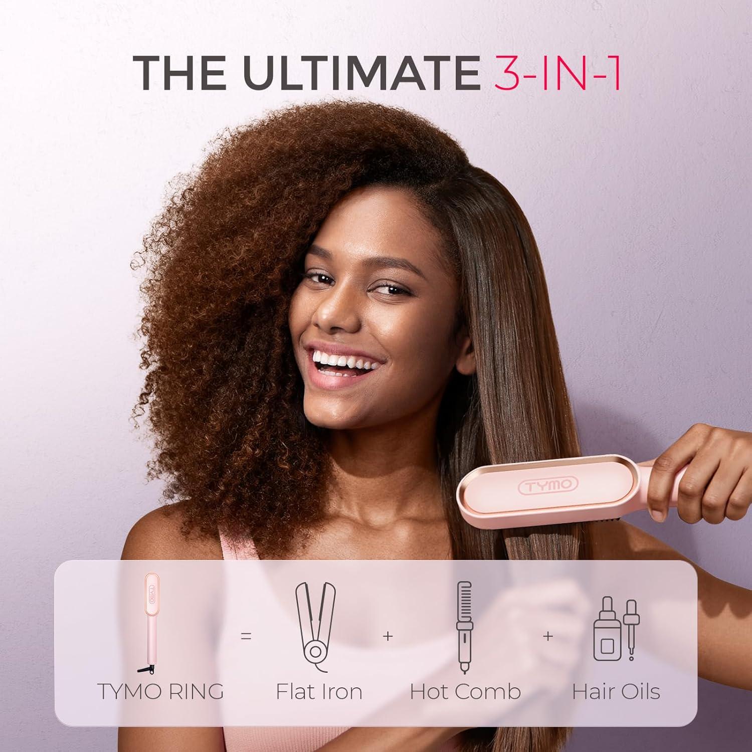 imageTYMO Ring Hair Straightener Brush Hair Straightening Iron with Builtin Comb 20s Fast Heating amp 5 Temp Settings amp AntiScald Perfect for Professional Salon at Home Sakura PinkSakura Pink