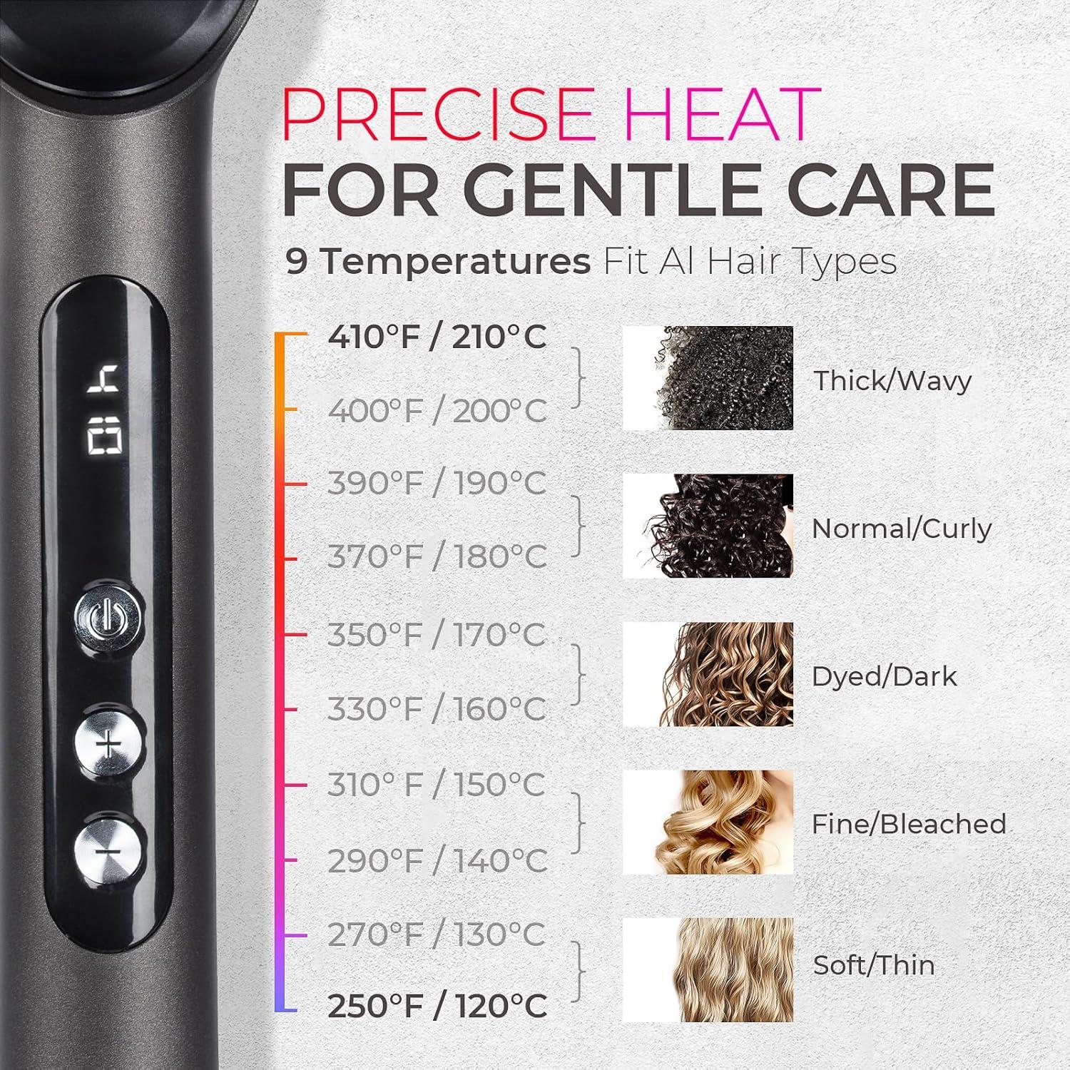 imageTYMO Ring Plus Ionic Hair Straightener Brush Straightening Comb with Negative Ions for Women Titanium Coating 9 Temp Settings amp LED Display Dual Voltage Professional Styling ToolsRed