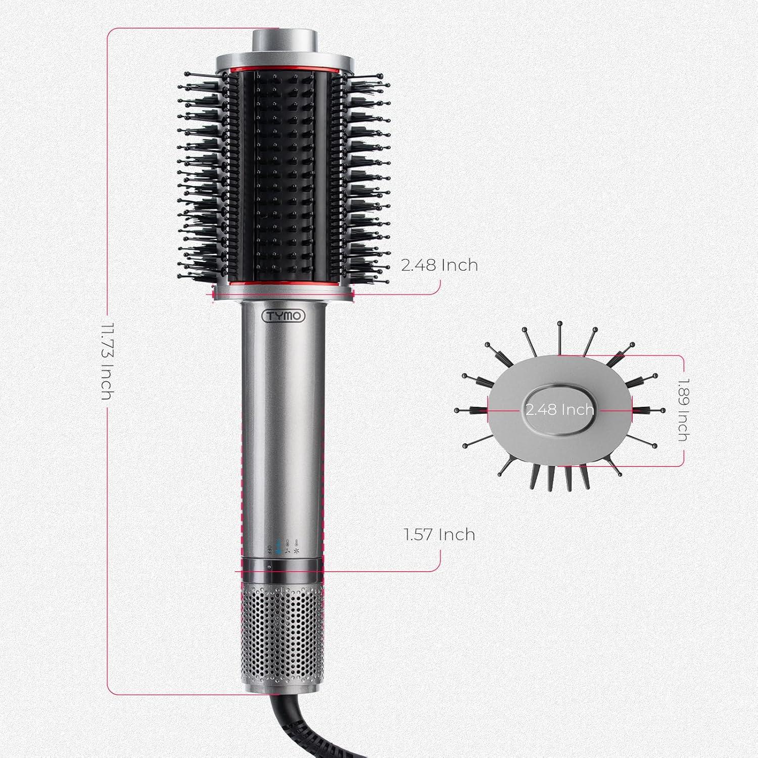imageTYMO 40 Hair Blow Dryer Brush Lightweight 3X Faster Drying 5in1 Ionic Blowout Hair Dryer Brush Adds Shine Volume amp Fullness for Smooth AntiFrizz Straight Curl amp Blowout Styles GoldMetal Grey
