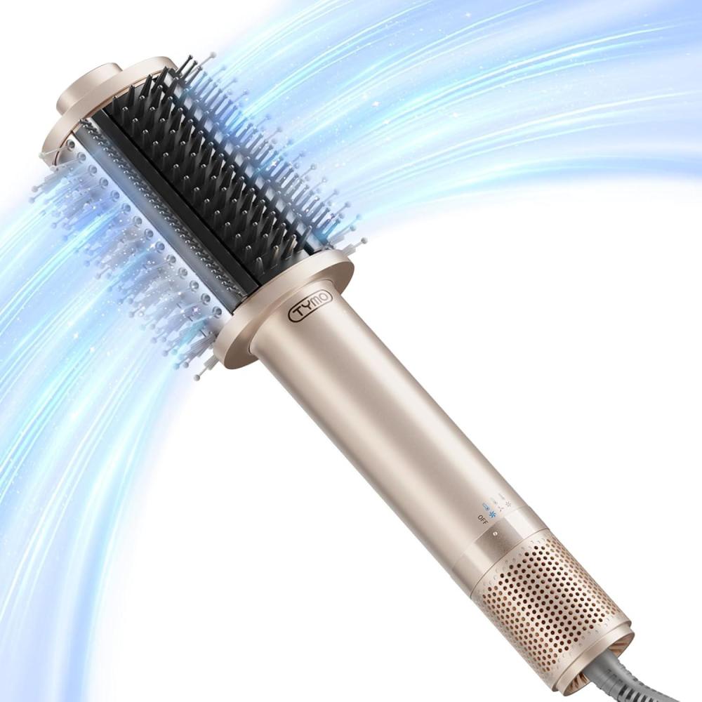 imageTYMO 40 Hair Blow Dryer Brush Lightweight 3X Faster Drying 5in1 Ionic Blowout Hair Dryer Brush Adds Shine Volume amp Fullness for Smooth AntiFrizz Straight Curl amp Blowout Styles GoldGold