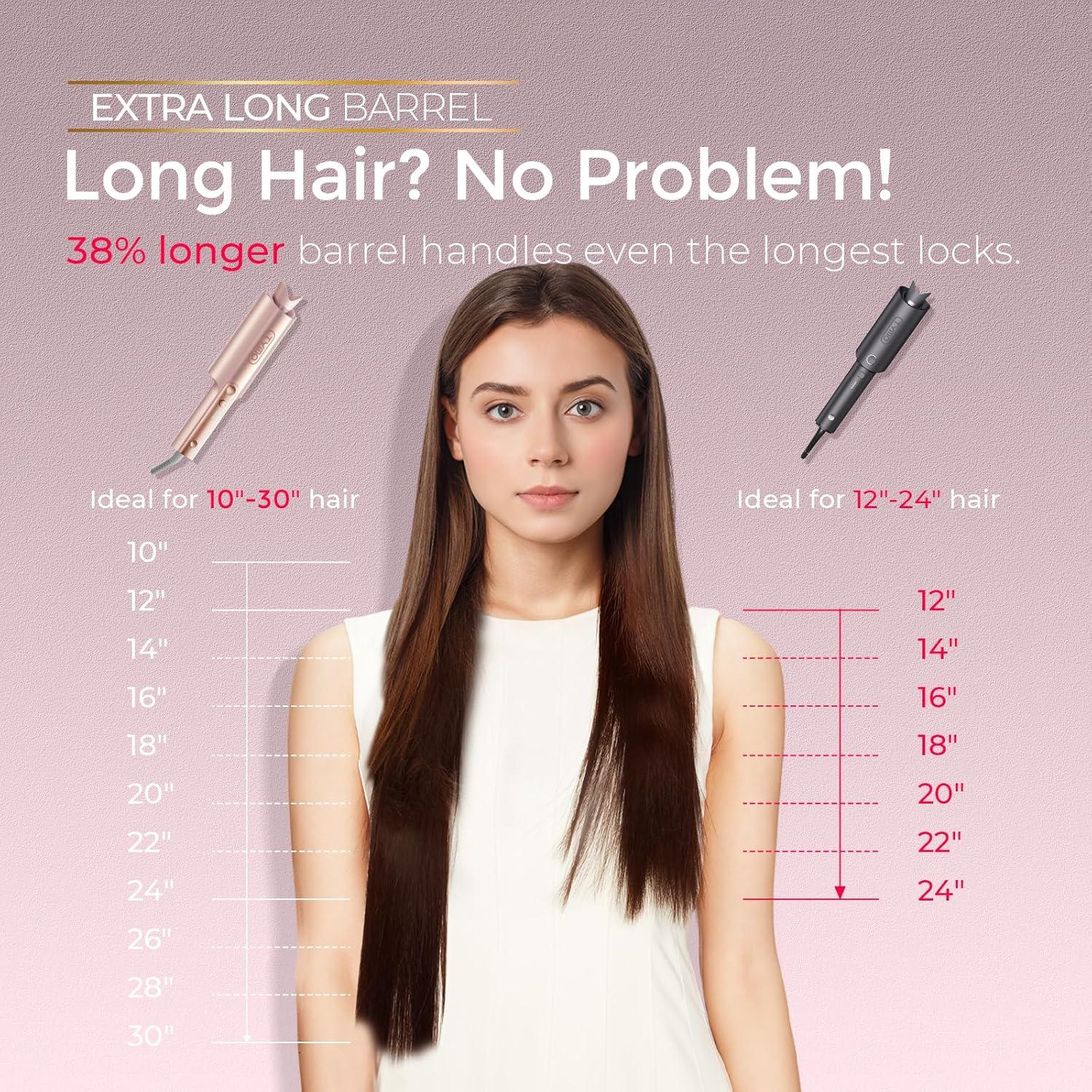 imageTYMO CurlPro Plus Automatic Rotating Curling Iron Upgraded Long Barrel Curling Wand for Long Hair Ceramic Hair Curler for Women AntiScald TangleFree 600M Ionic Dual Voltage Gold 1 12 InchGold Blush