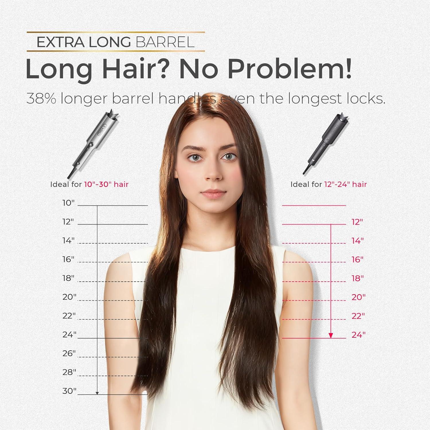 imageTYMO CurlPro Plus Automatic Rotating Curling Iron Upgraded Long Barrel Curling Wand for Long Hair Ceramic Hair Curler for Women AntiScald TangleFree 600M Ionic Dual Voltage Gold 1 12 InchGrey