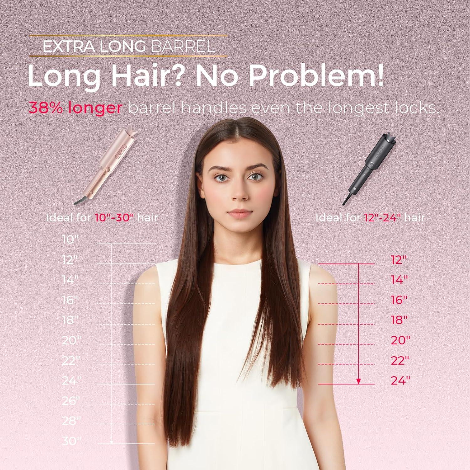 imageTYMO CurlPro Plus Automatic Rotating Curling Iron Upgraded Long Barrel Curling Wand for Long Hair Ceramic Hair Curler for Women AntiScald TangleFree 600M Ionic Dual Voltage Gold 1 12 InchGold Blush
