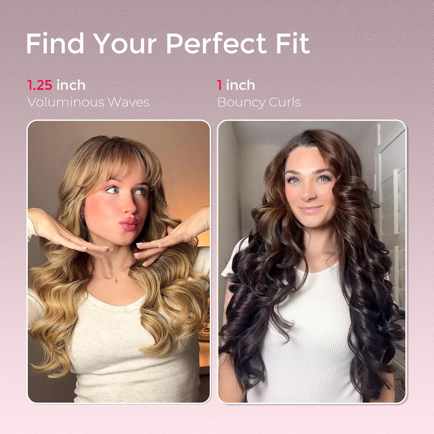imageTYMO CurlPro Plus Automatic Rotating Curling Iron Upgraded Long Barrel Curling Wand for Long Hair Ceramic Hair Curler for Women AntiScald TangleFree 600M Ionic Dual Voltage Gold 1 12 InchGold Blush