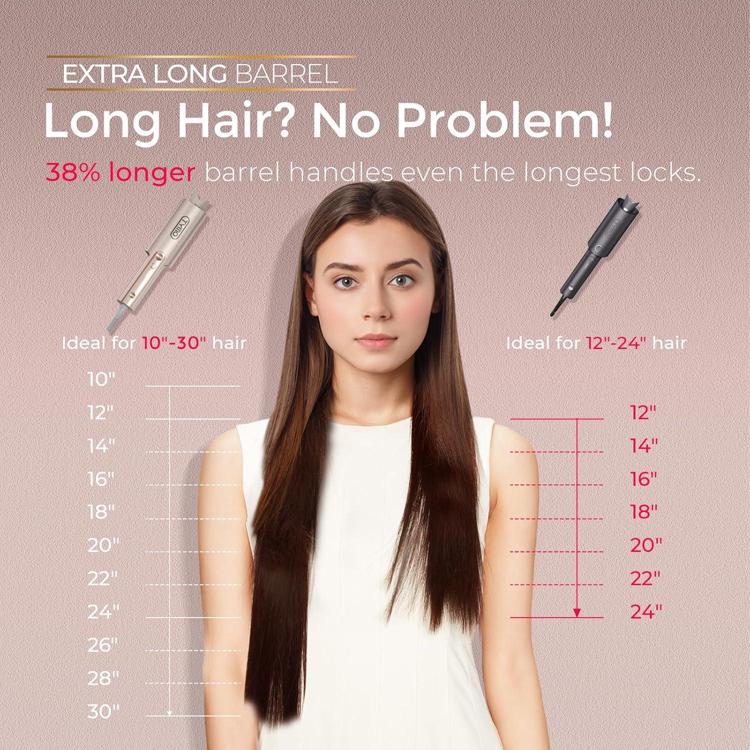 imageTYMO CurlPro Plus Automatic Rotating Curling Iron Upgraded Long Barrel Curling Wand for Long Hair Ceramic Hair Curler for Women AntiScald TangleFree 600M Ionic Dual Voltage Gold 1 12 InchGold