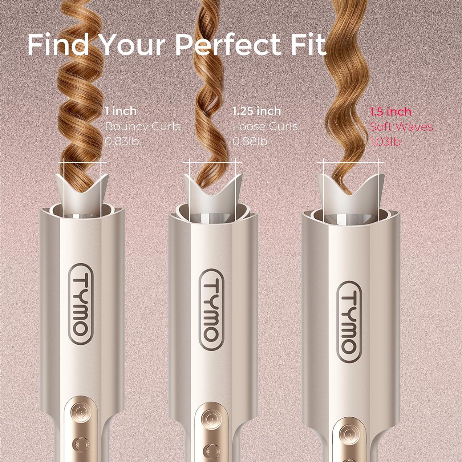 imageTYMO CurlPro Plus Automatic Rotating Curling Iron Upgraded Long Barrel Curling Wand for Long Hair Ceramic Hair Curler for Women AntiScald TangleFree 600M Ionic Dual Voltage Gold 1 12 InchGold