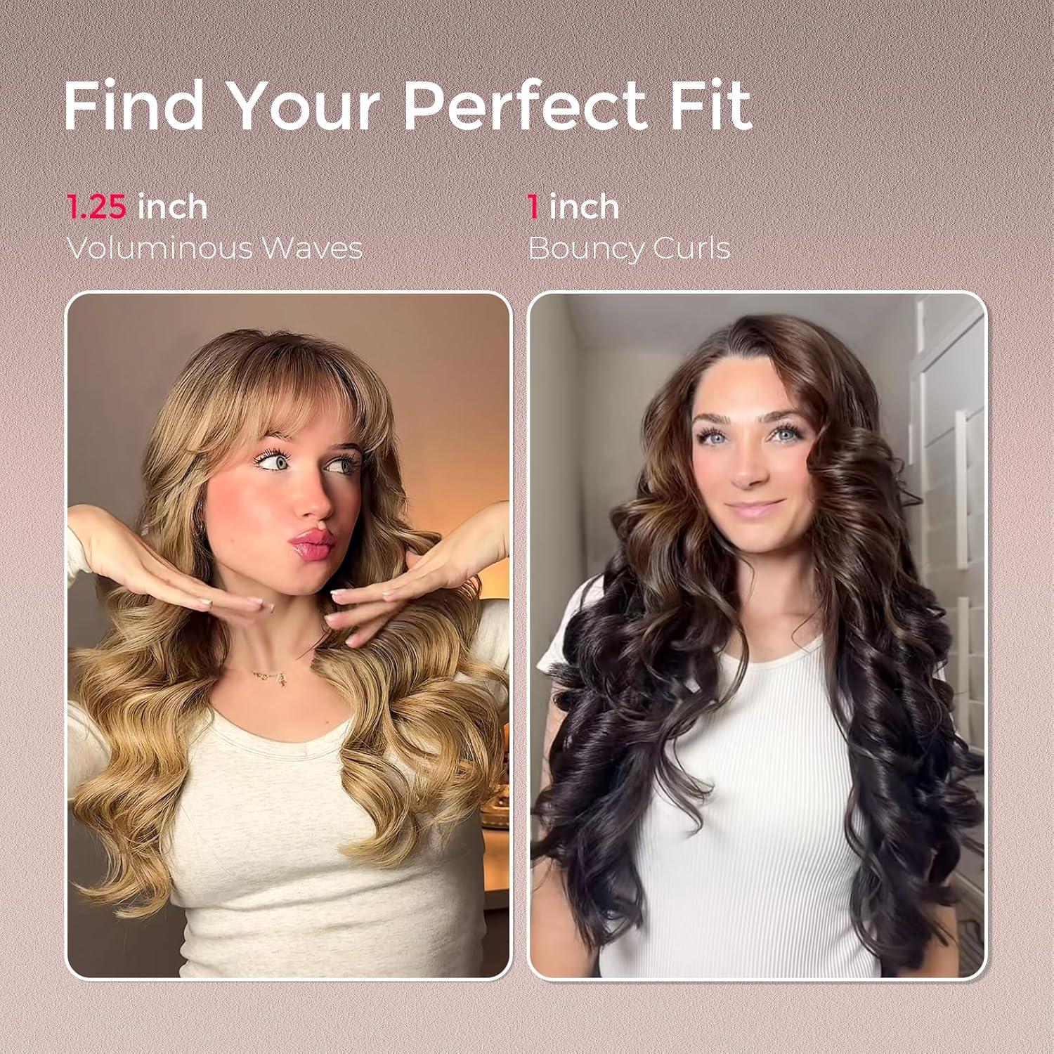 imageTYMO CurlPro Plus Automatic Rotating Curling Iron Upgraded Long Barrel Curling Wand for Long Hair Ceramic Hair Curler for Women AntiScald TangleFree 600M Ionic Dual Voltage Gold 1 12 InchGold