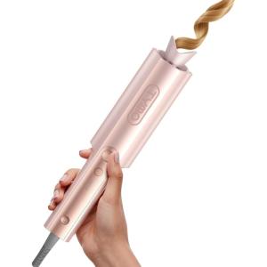 TYMO CurlPro Plus Automatic Rotating Curling Iron – Upgraded Long Barrel Curling Wand for Long Hair, Ceramic Hair Curler for Women, Anti-Scald, Tangle-Free, 600M Ionic, Dual Voltage, Gold, 1 1/2 Inch(Gold Blush)