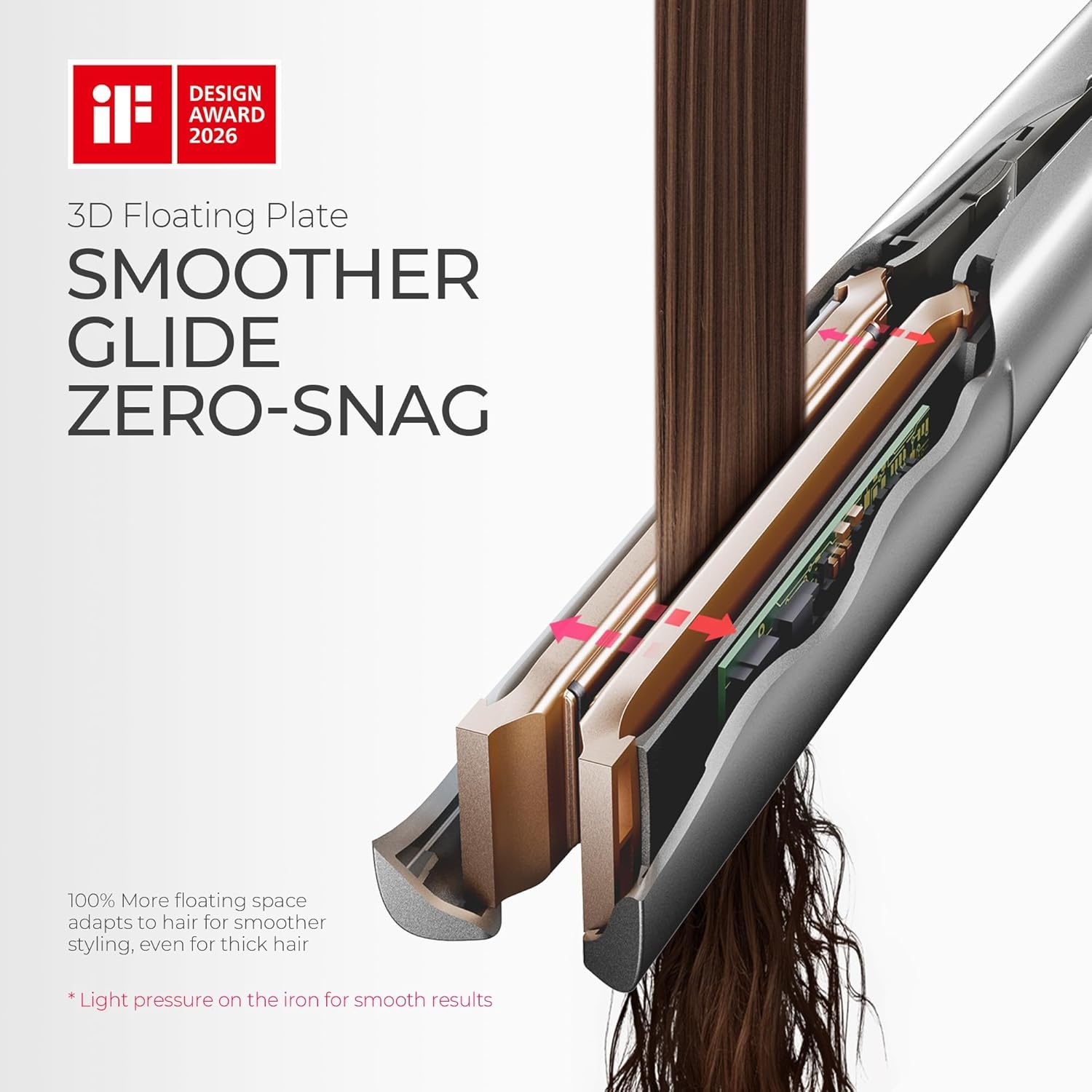 image:imageTYMO FLAIGHT Holo NewGen Flat Iron Hair Straightener and Curler 2 in 1 1 Long Ceramic Plates 3X Smoother Glide 2X Faster Styling with Less Damage Ionic Straightener for Women Metal Grey